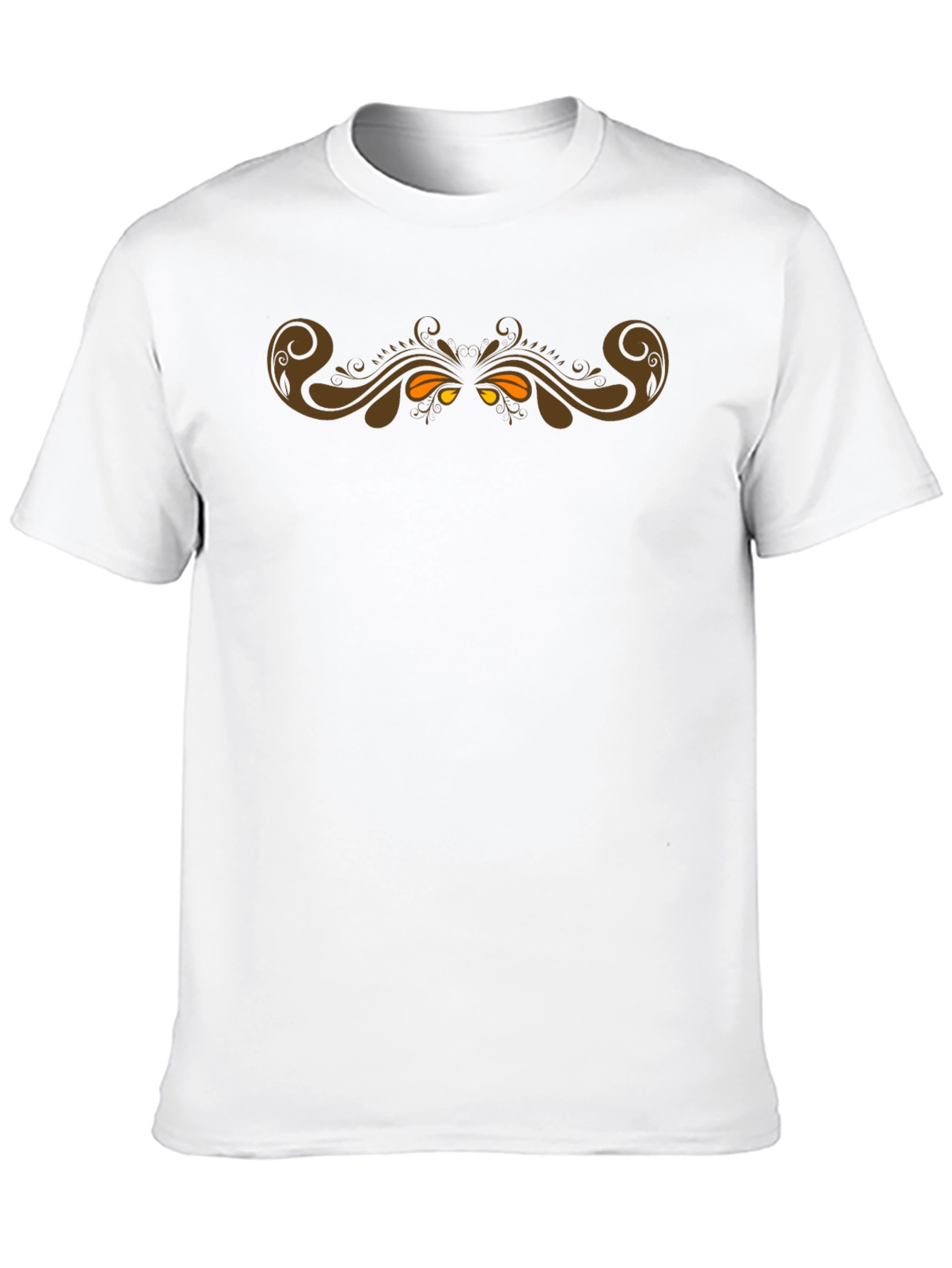 Black Men's Black T-Shirt with Ornate Scrollwork Design view 10