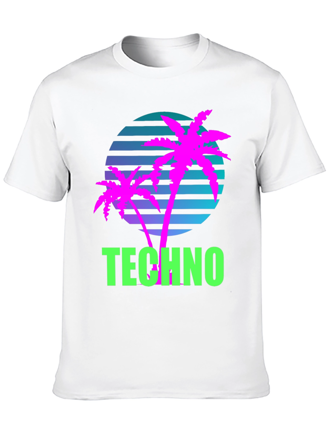 Black Retro Techno Palm T-Shirt - Vaporwave Style view 10
