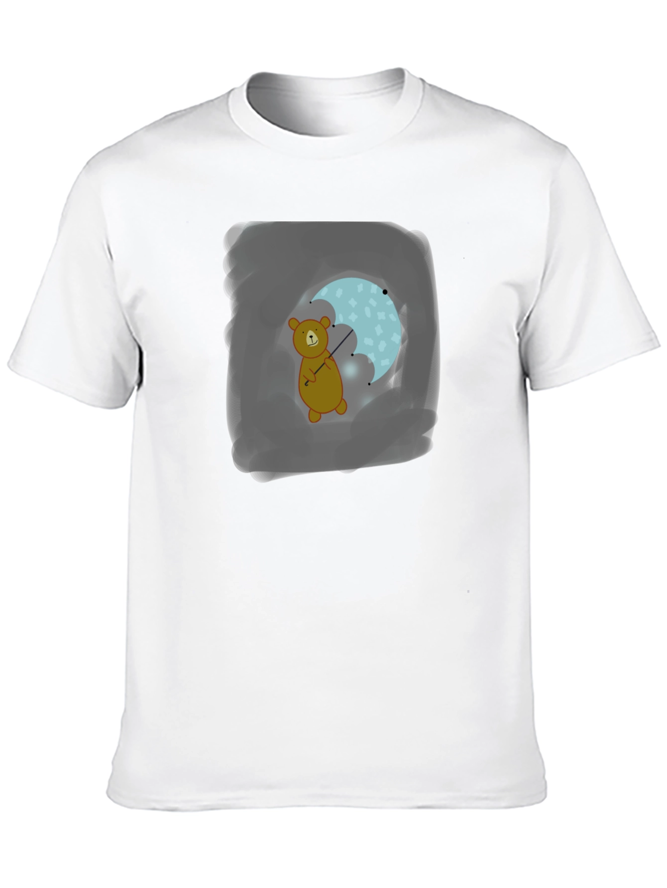 Black Bear with Umbrella Black T-Shirt view 10