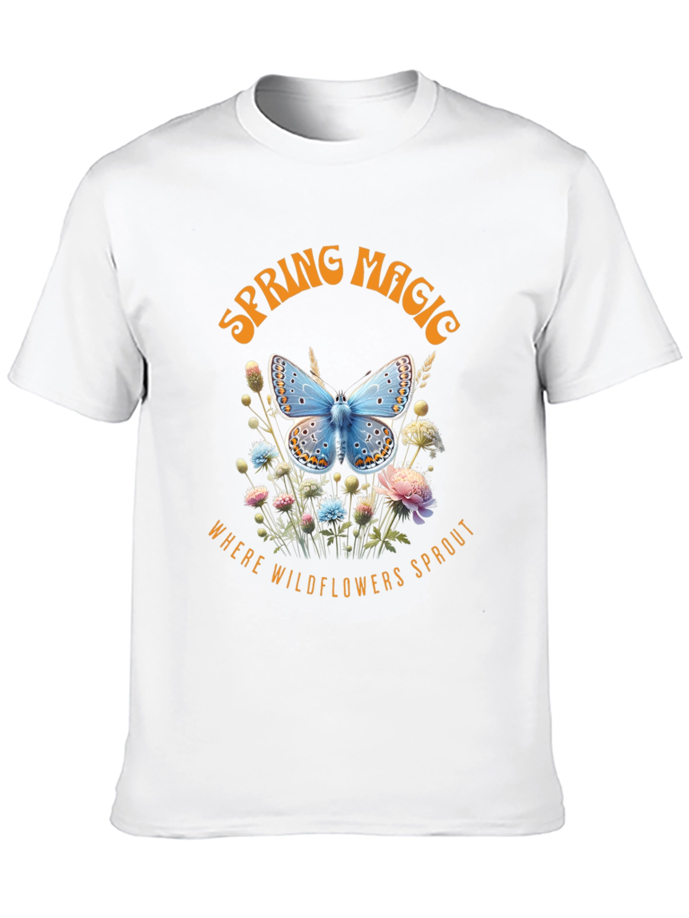 Black Spring Magic Wildflower Butterfly Graphic Tee view 10