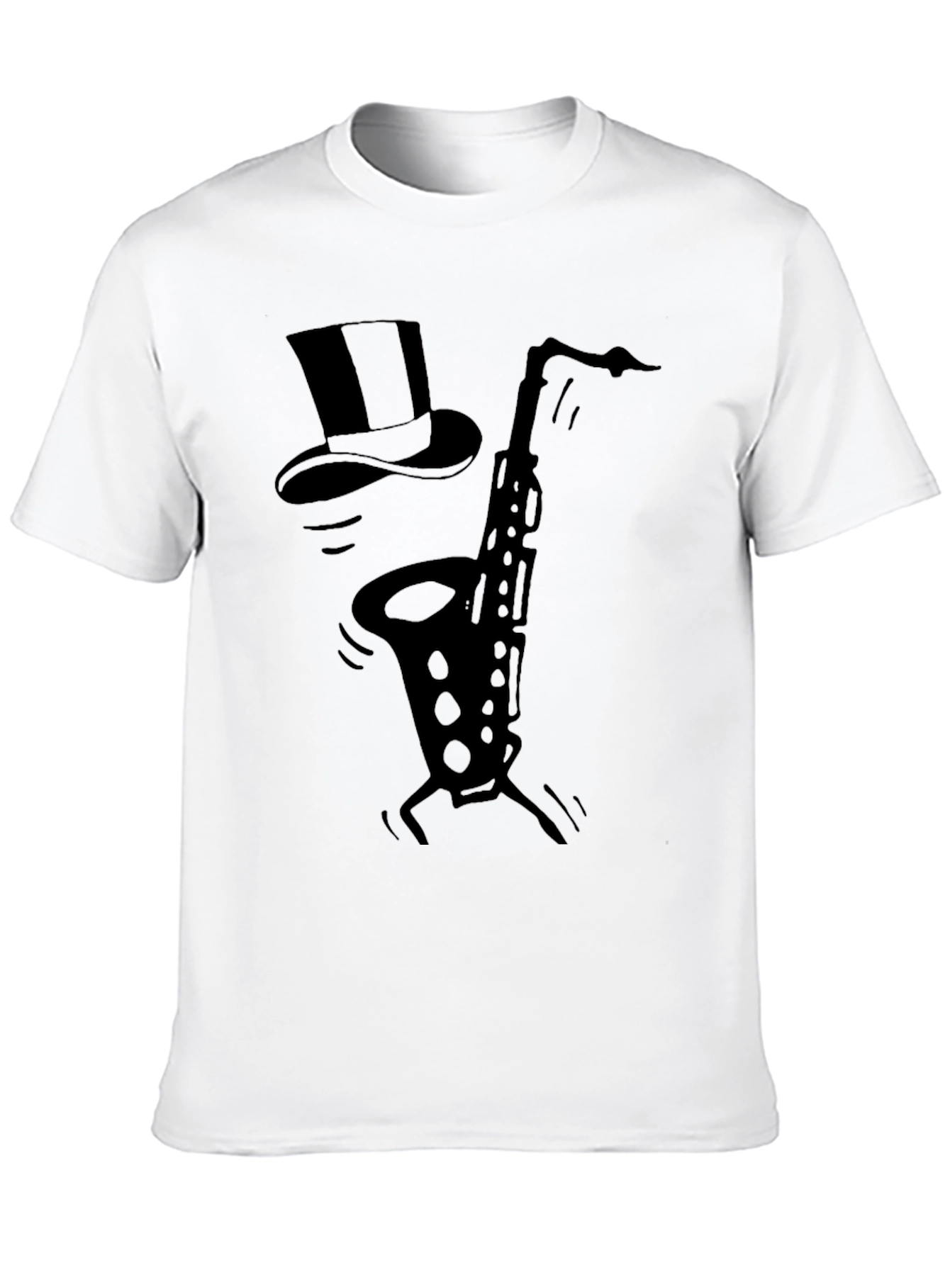 Black Saxophone Top Hat Black Graphic T-Shirt view 10