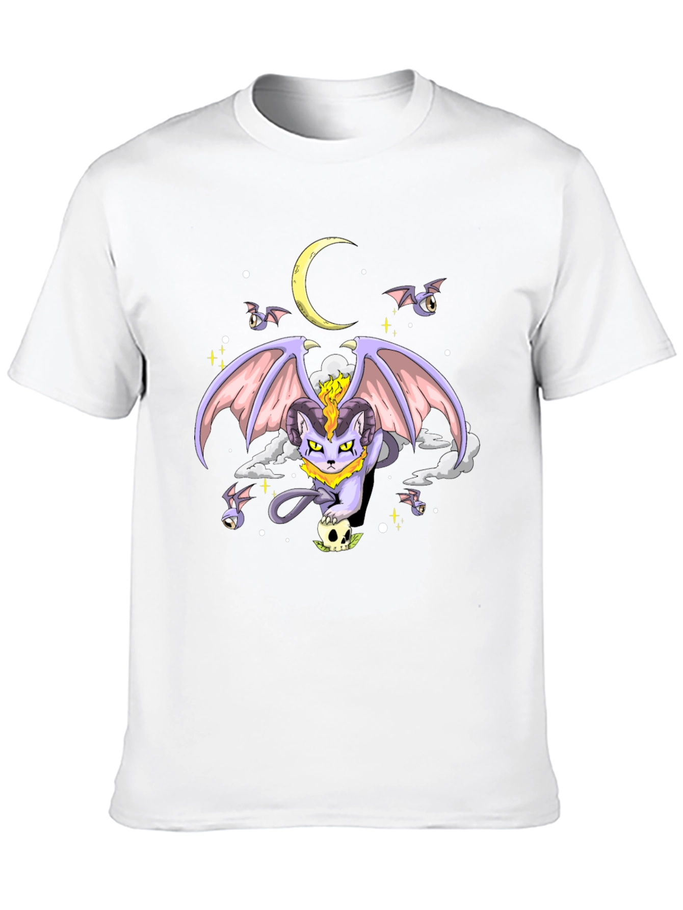 Black Gothic Cat Moon T-Shirt view 10