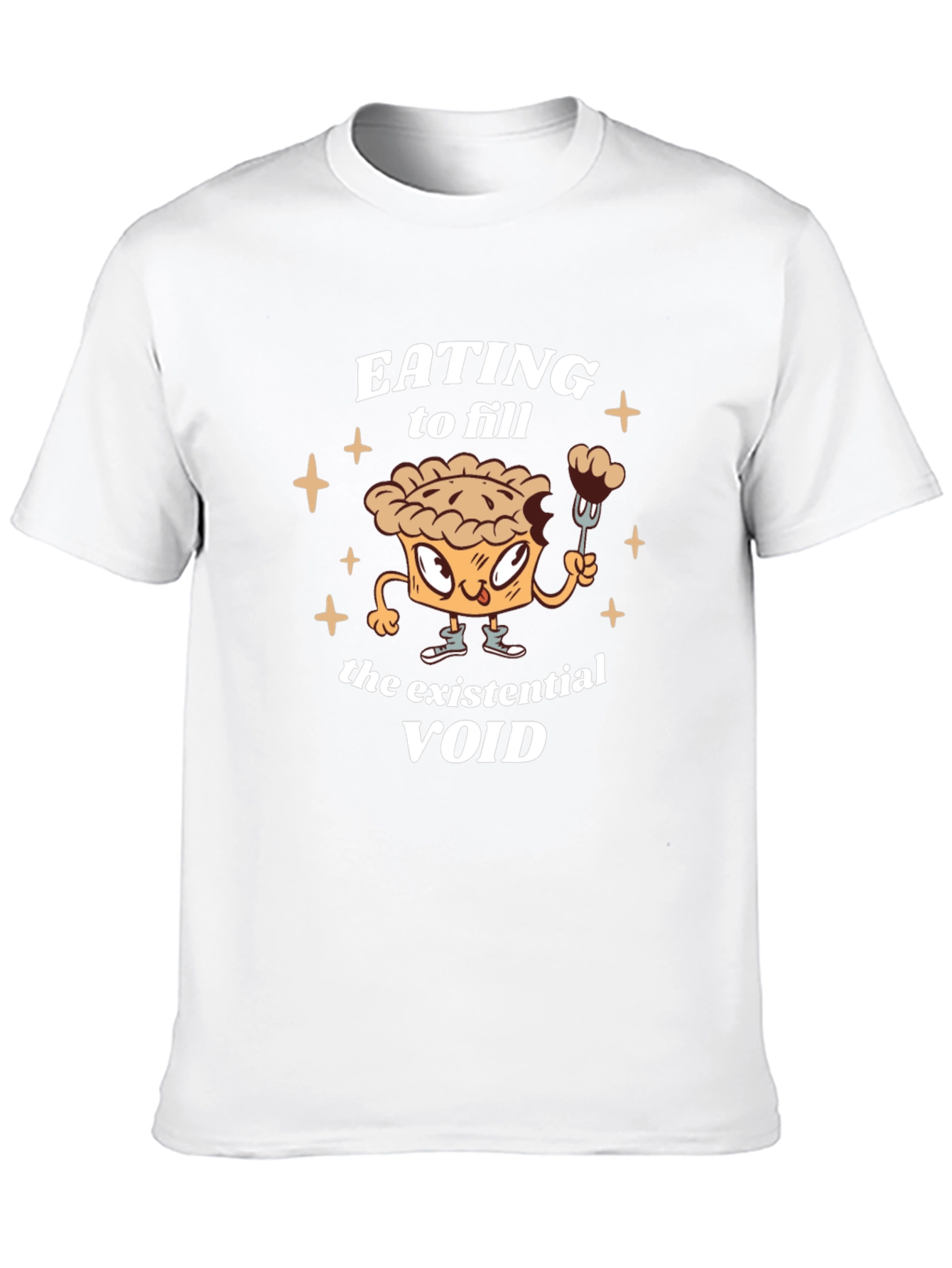 Black Existential Void Eating Pie T-Shirt Funny Foodie Tee view 10