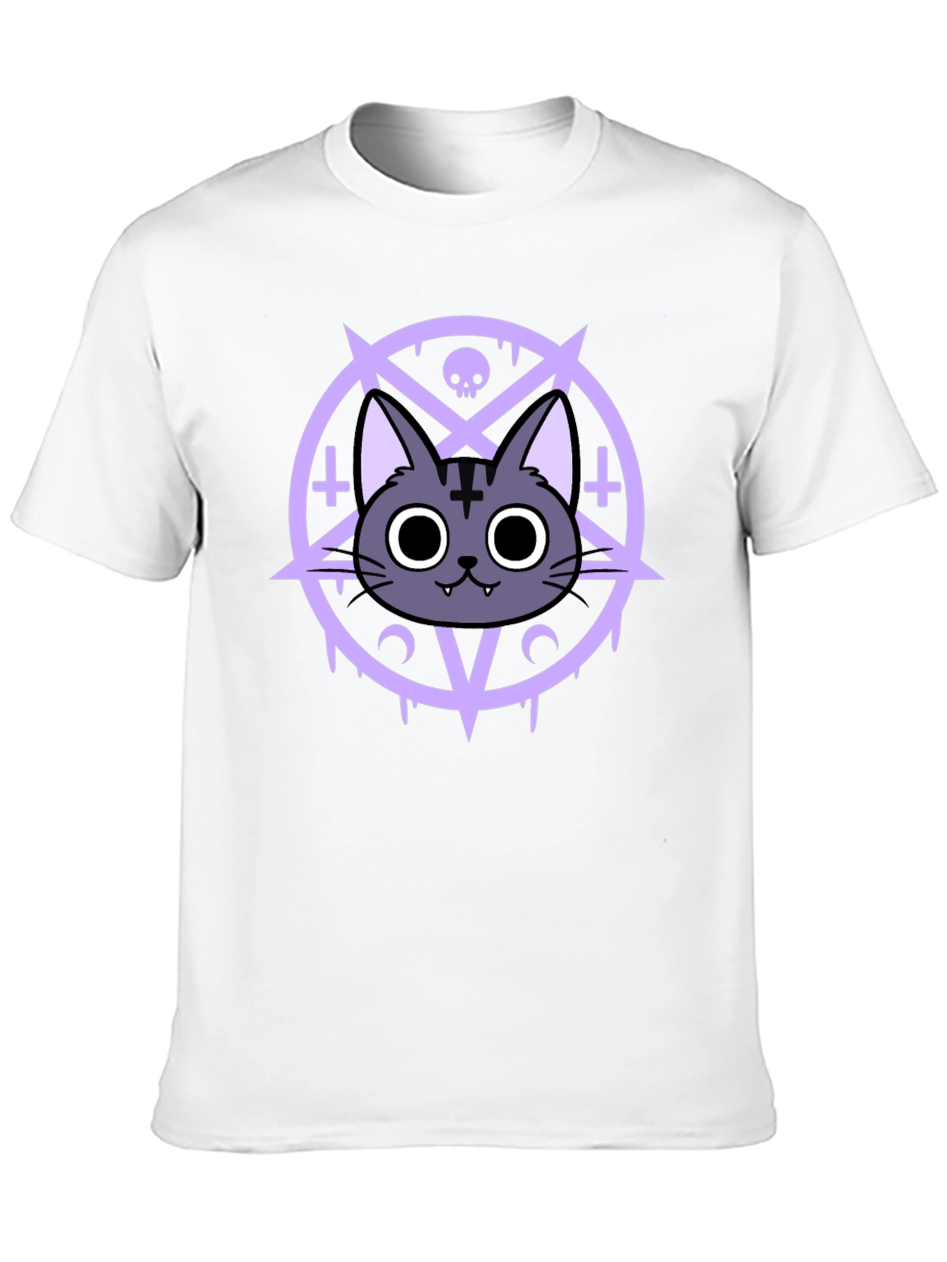Black Gothic Cat T-Shirt - Occult Pentagram Design view 10