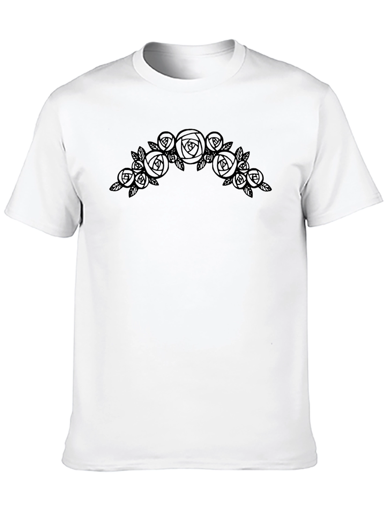 Black Black T-Shirt with Rose Floral Design view 10