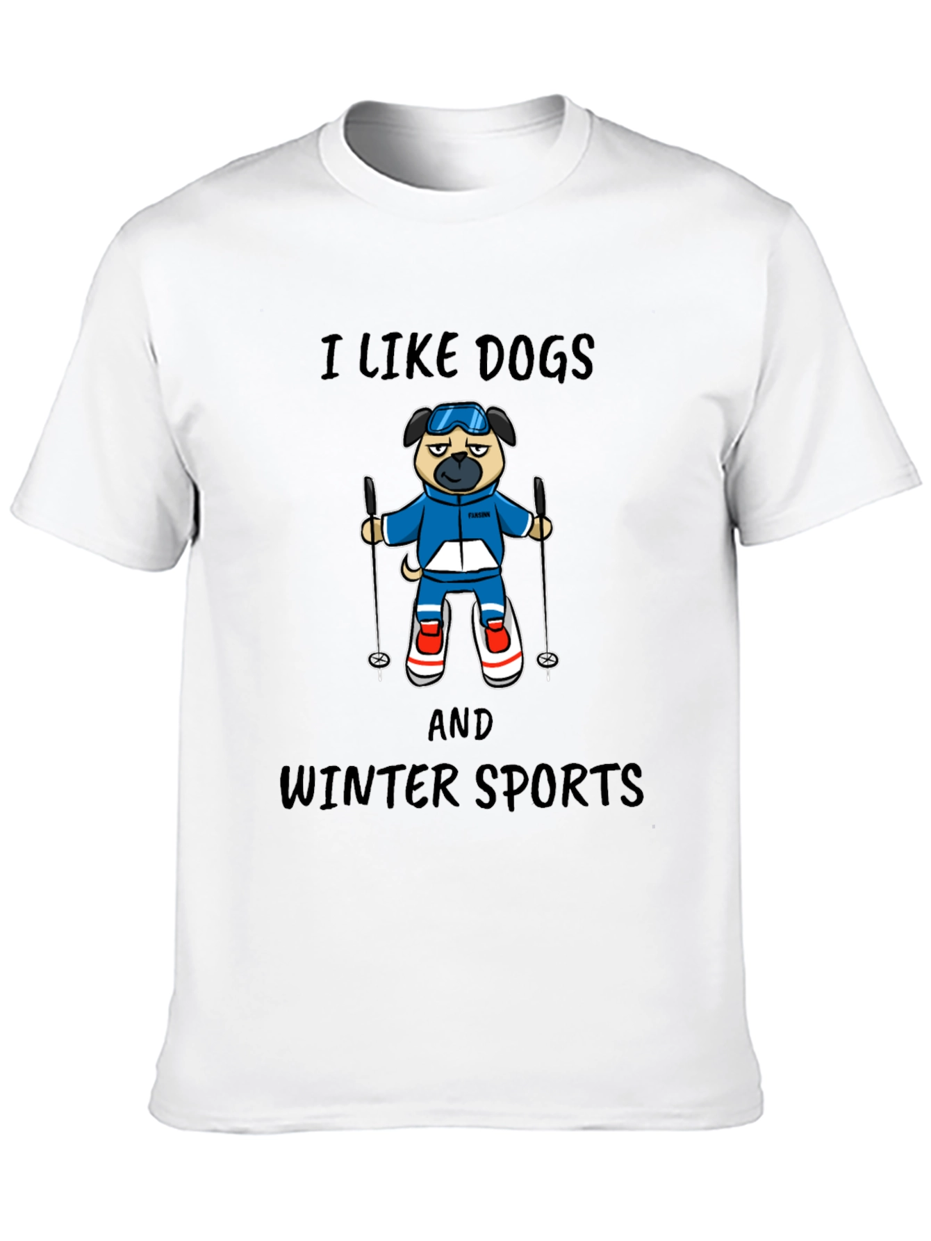 Black I Like Dogs and Winter Sports T-Shirt view 10