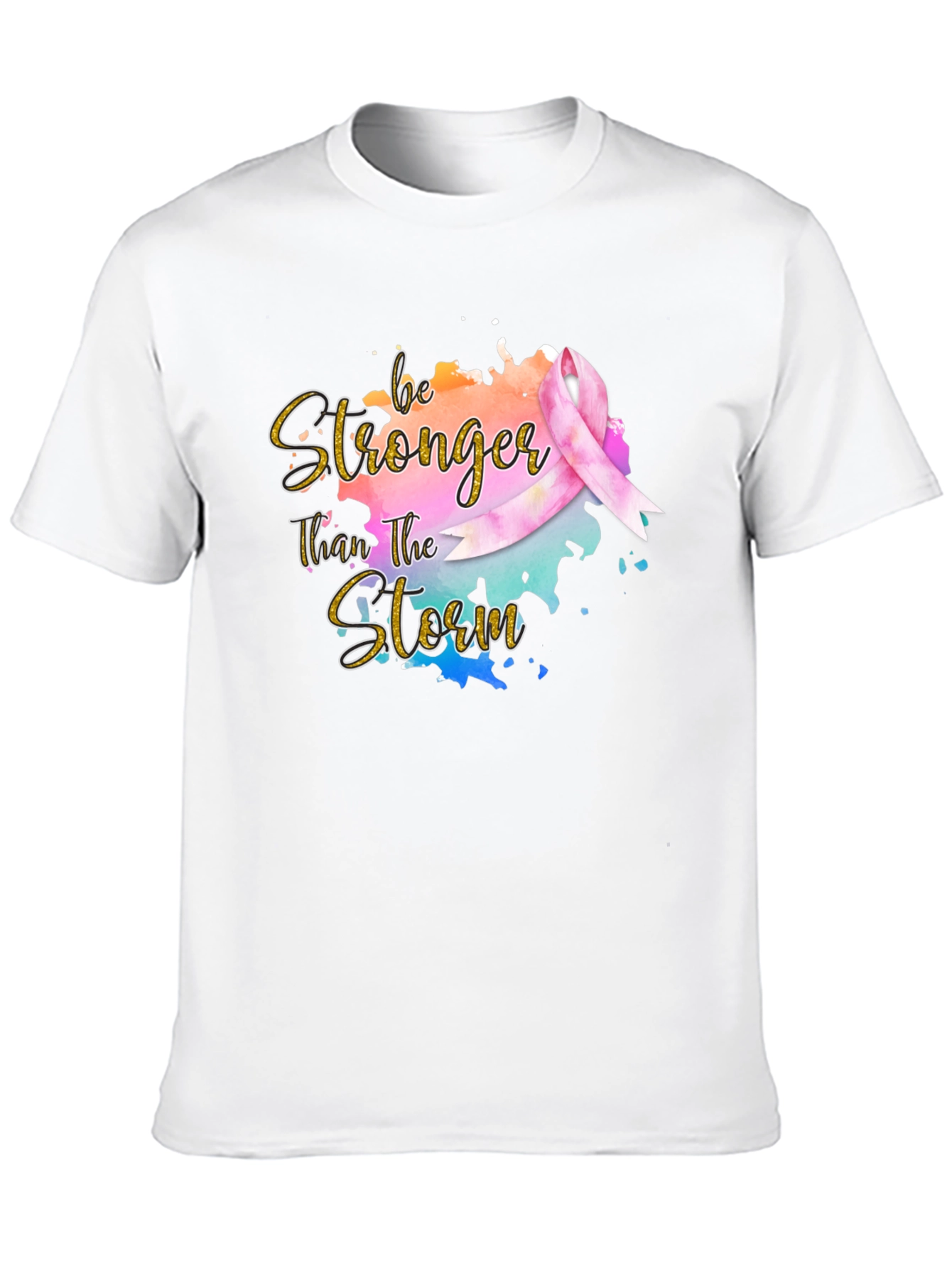 Black Be Stronger Than The Storm Ribbon T-Shirt view 10