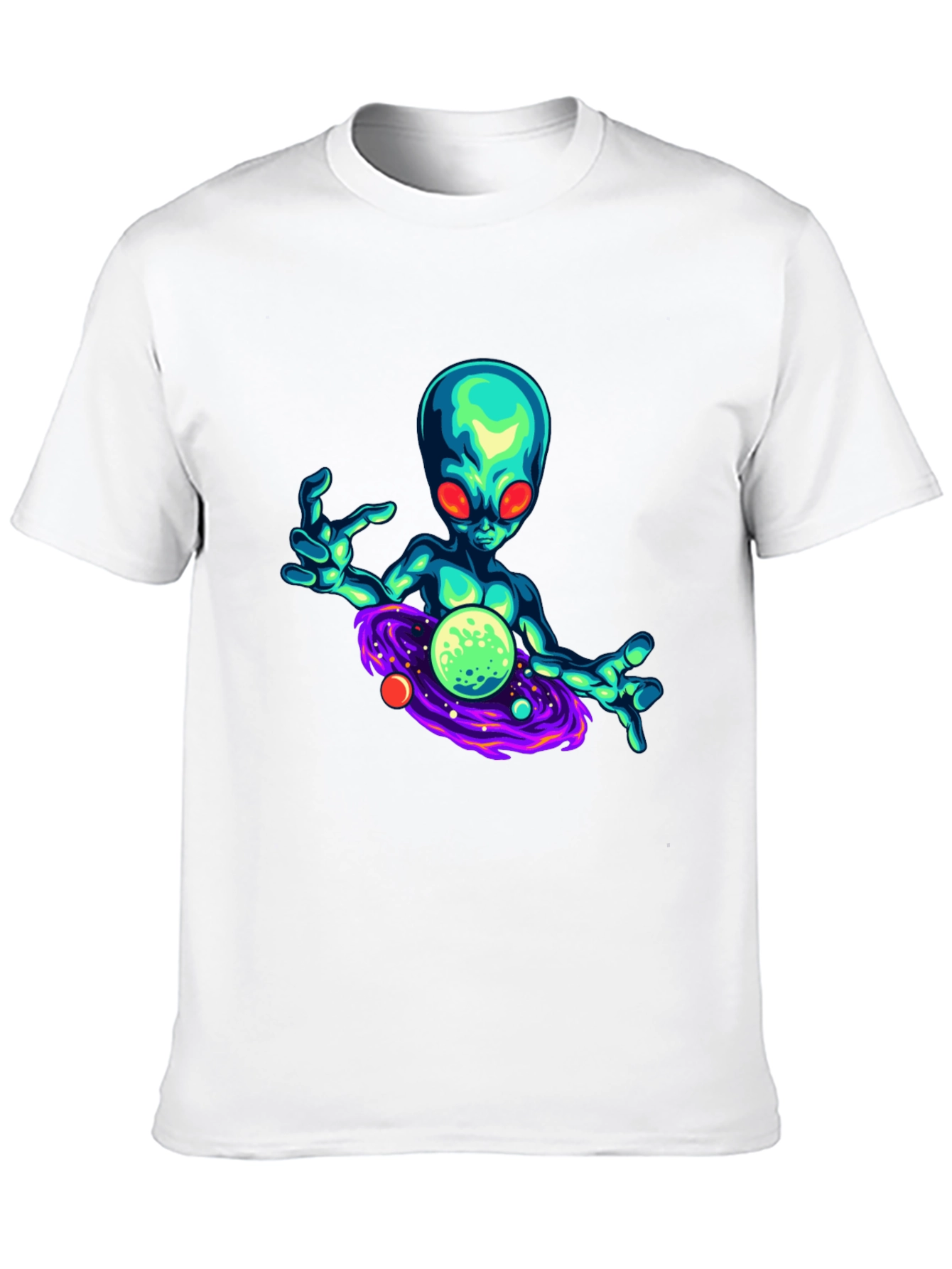 Black Alien Galaxy Graphic T-Shirt - Black view 10