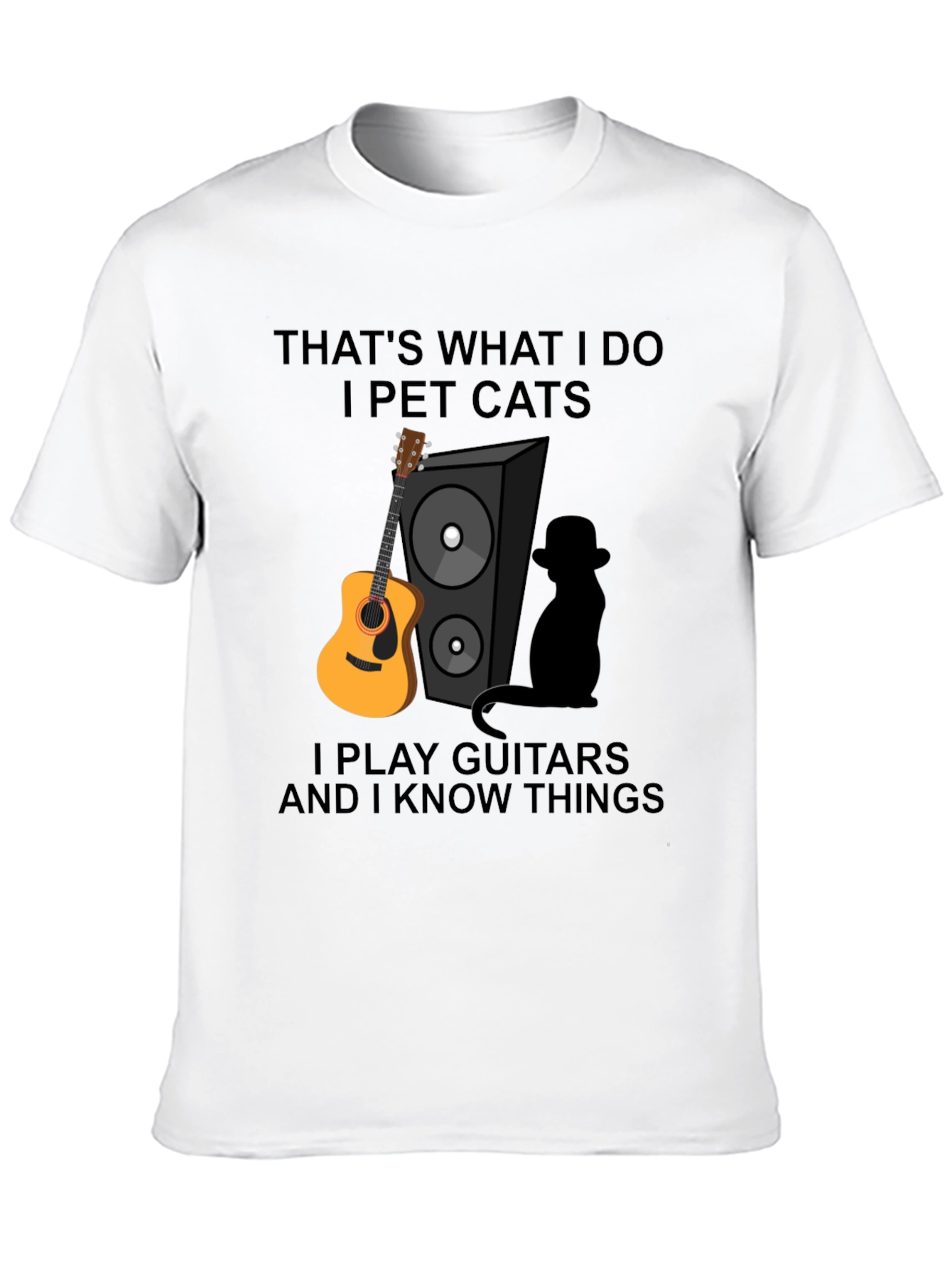 Black That's What I Do Funny Cat & Guitar T-Shirt view 10