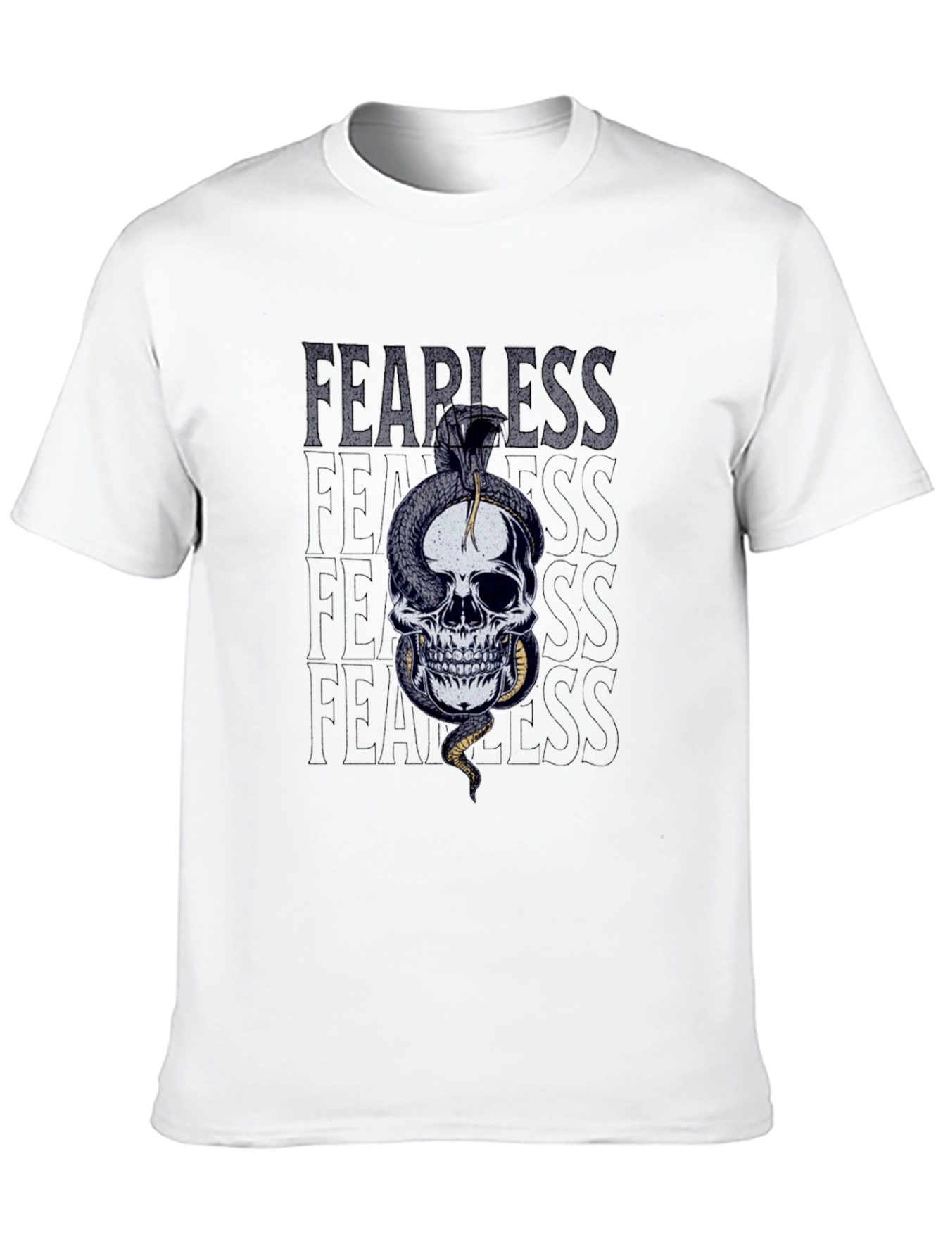 Black Fearless Skull Snake Graphic T-Shirt view 10