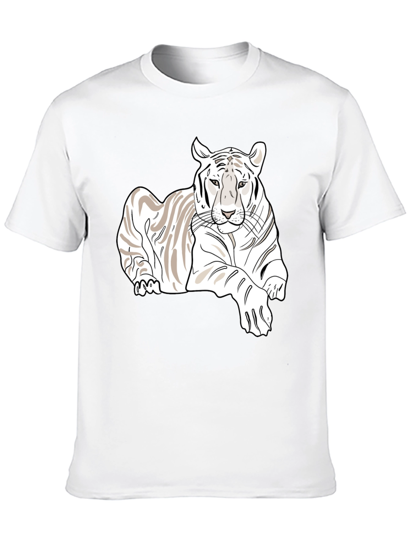 Black White Tiger Graphic Tee - Stylish Men's Black T-Shirt view 10