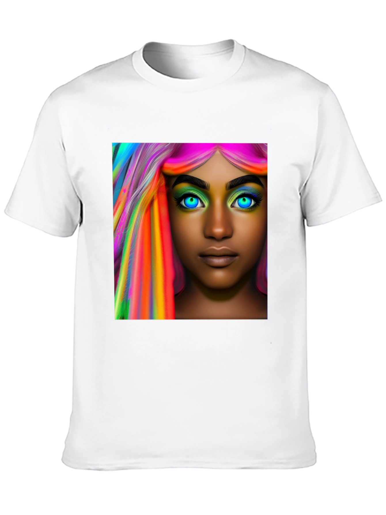 Black Vibrant Hair Portrait T-Shirt - Artistic Style view 10