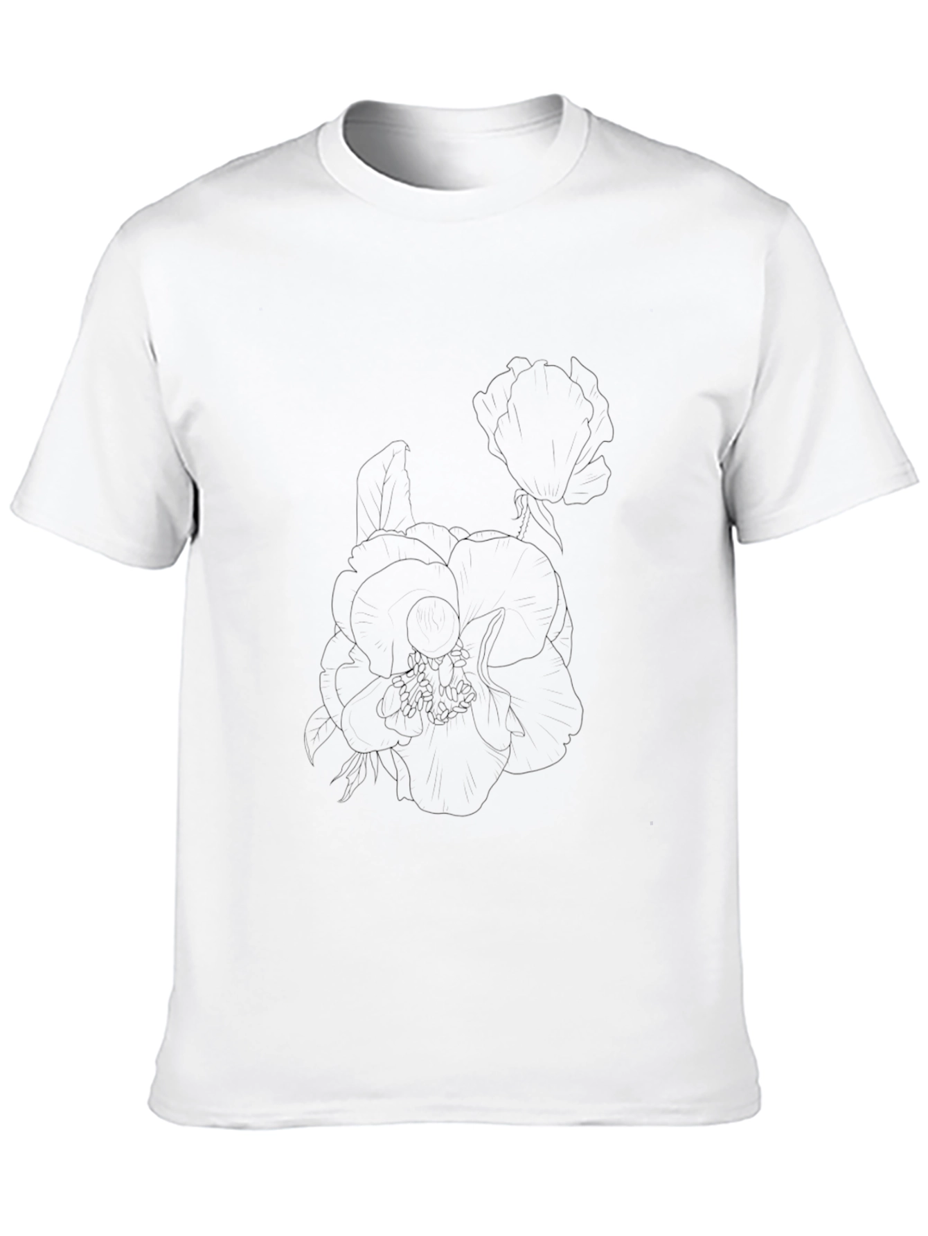 Black Men's Black Floral Outline Graphic Tee view 10
