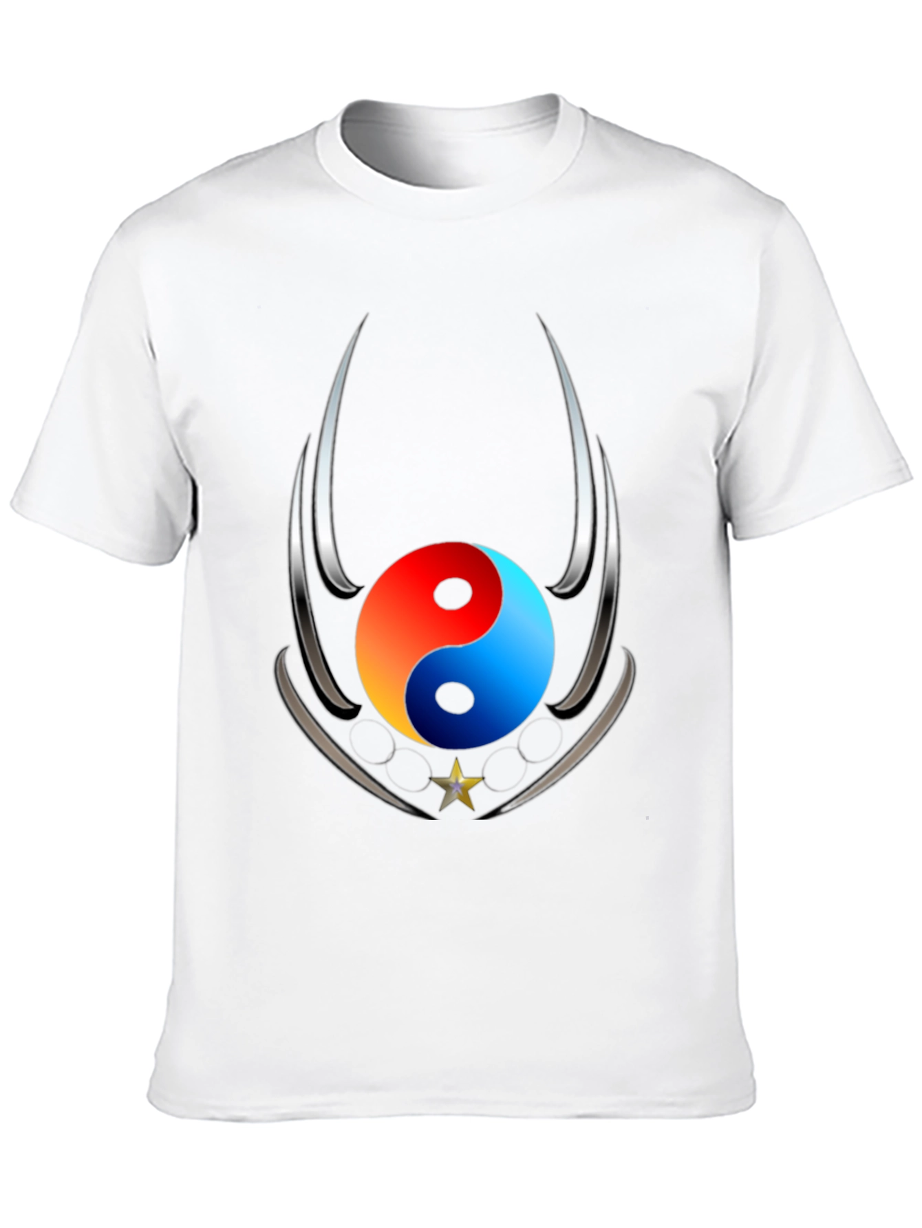 Black Yin Yang Star Graphic Black T-Shirt view 10