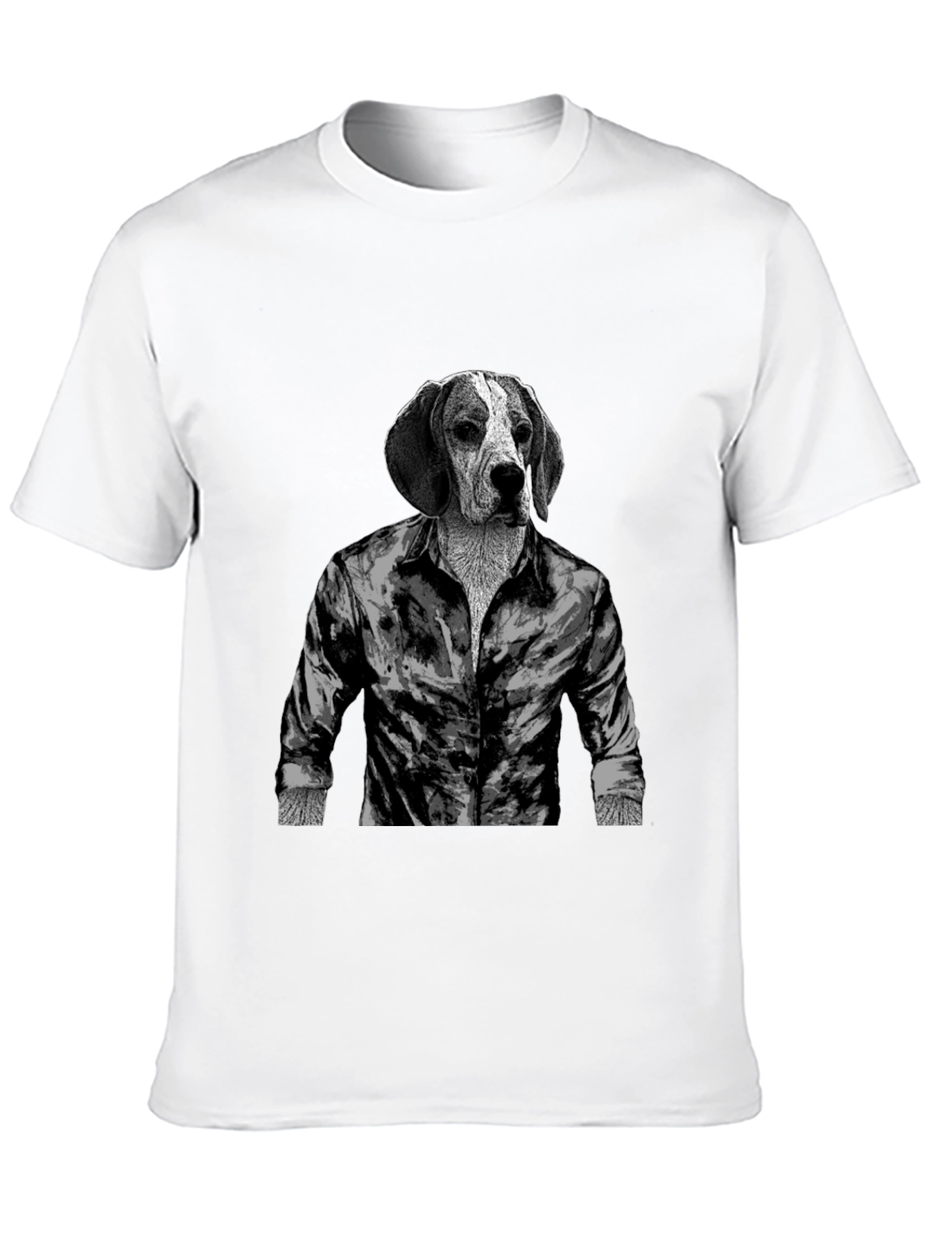 Black Dog-Man T-Shirt: Hound in Button-Down view 10