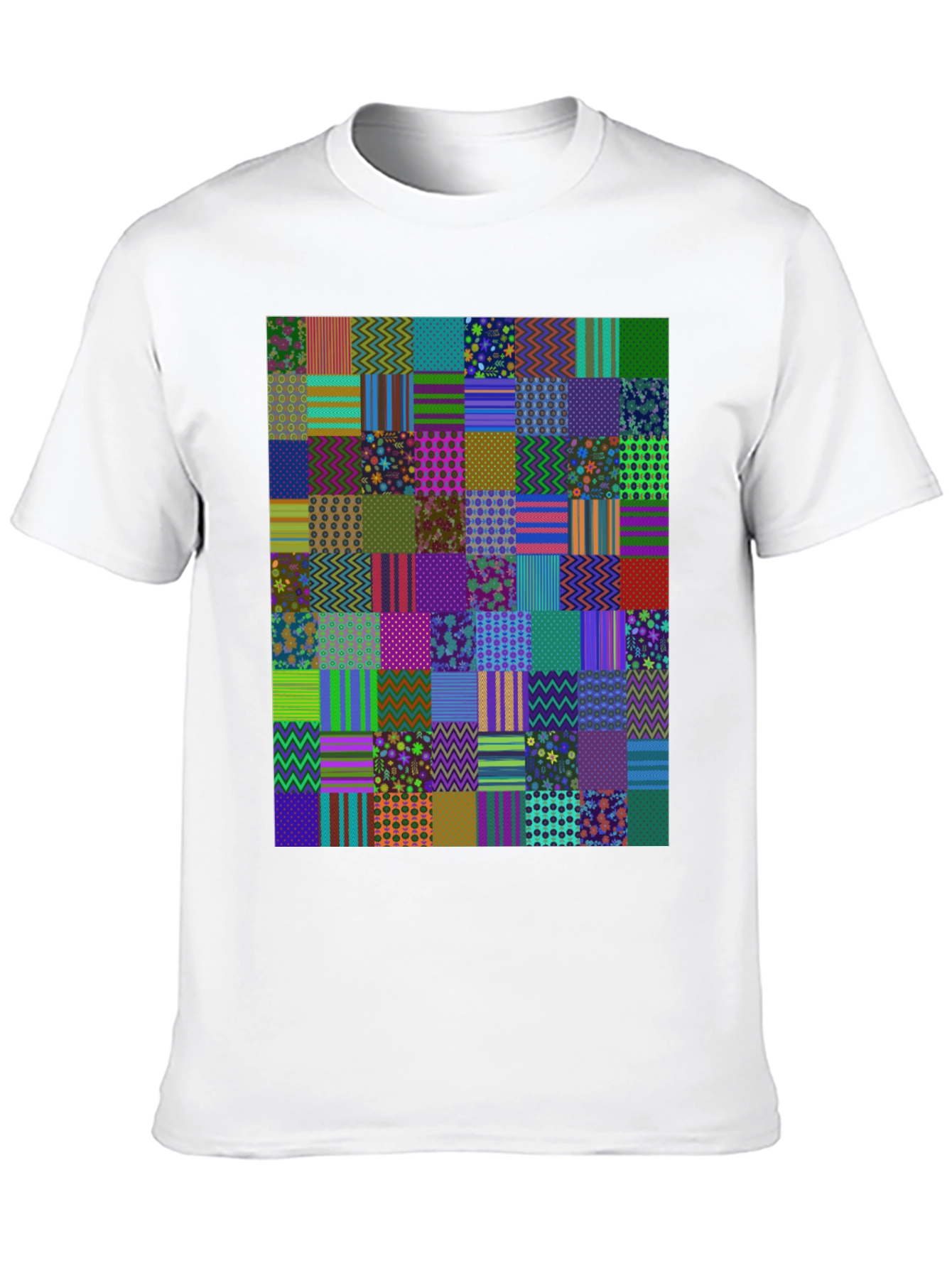 Black Colorful Patchwork Pattern Tee view 10