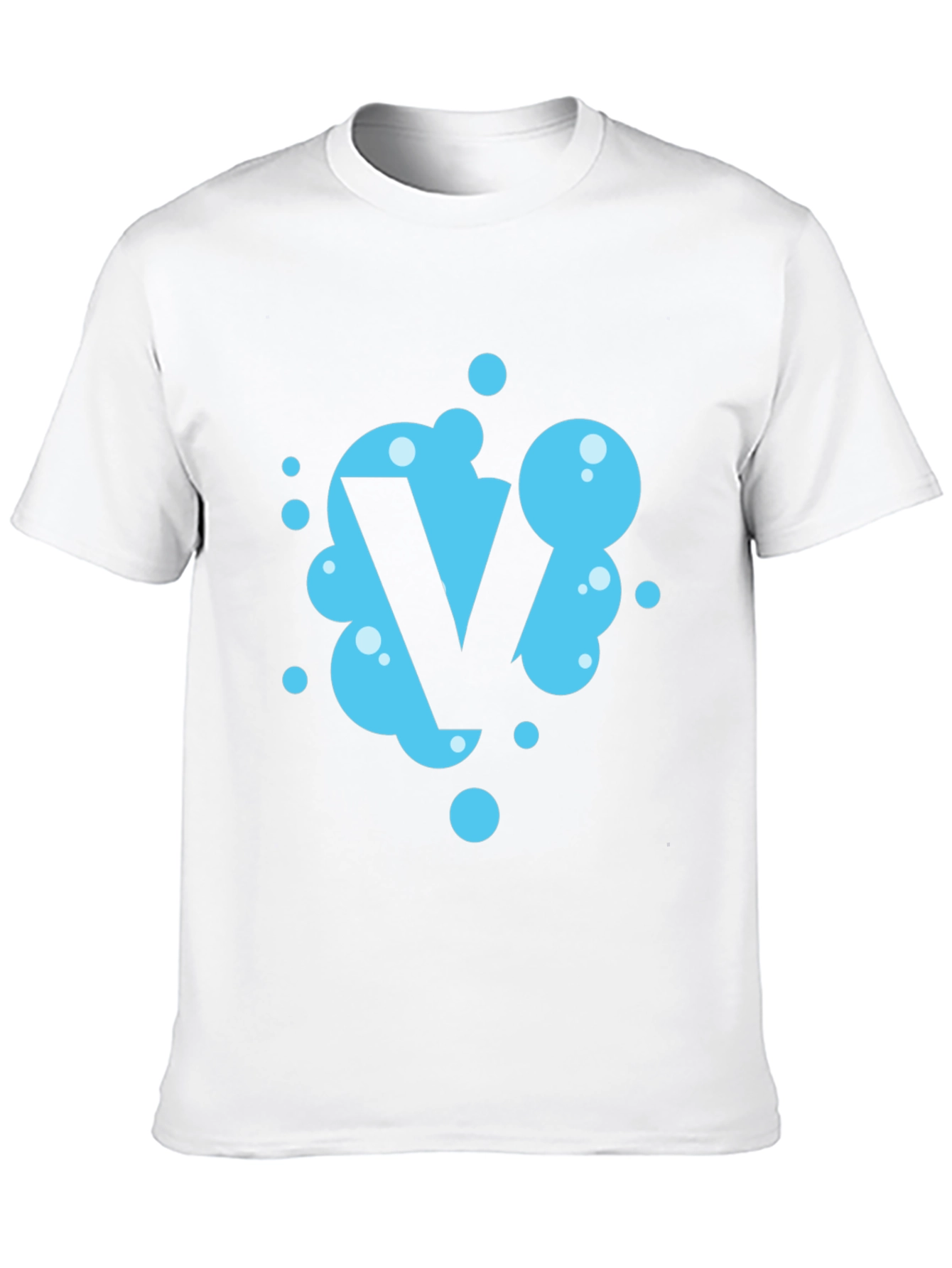 Black Cool Blue Bubble Letter V Black T-Shirt view 10