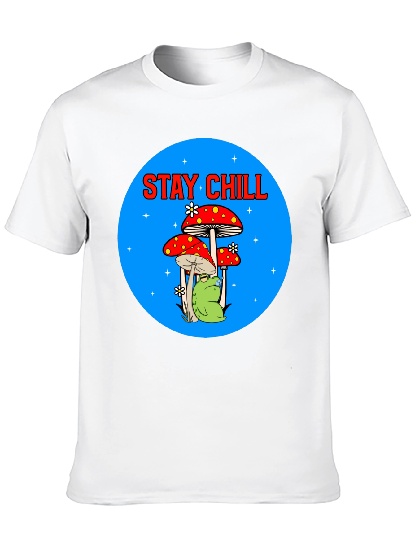 Black Stay Chill Frog Mushroom Graphic Tee view 10
