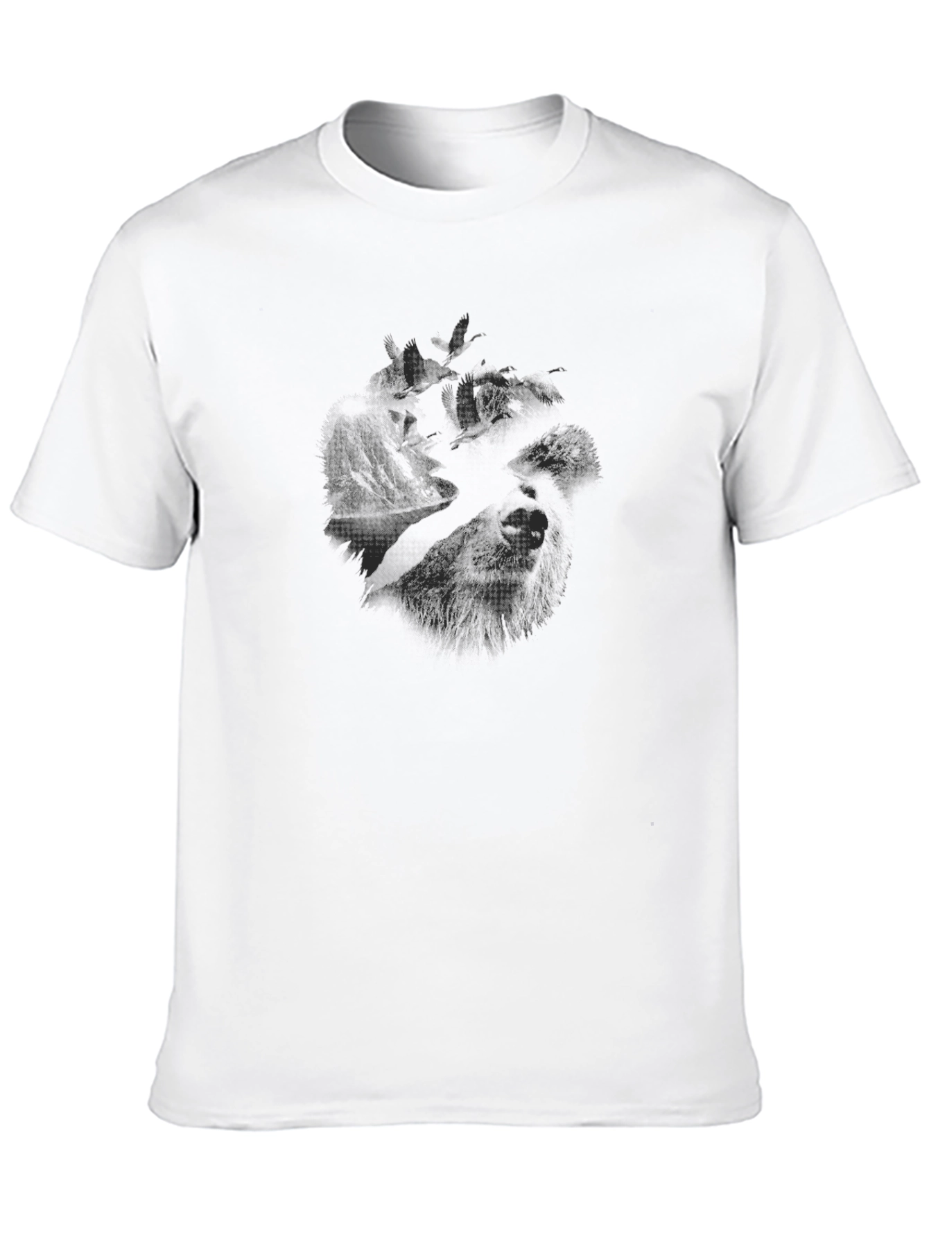 Black Men's Black Graphic T-Shirt - Wolf Design view 10