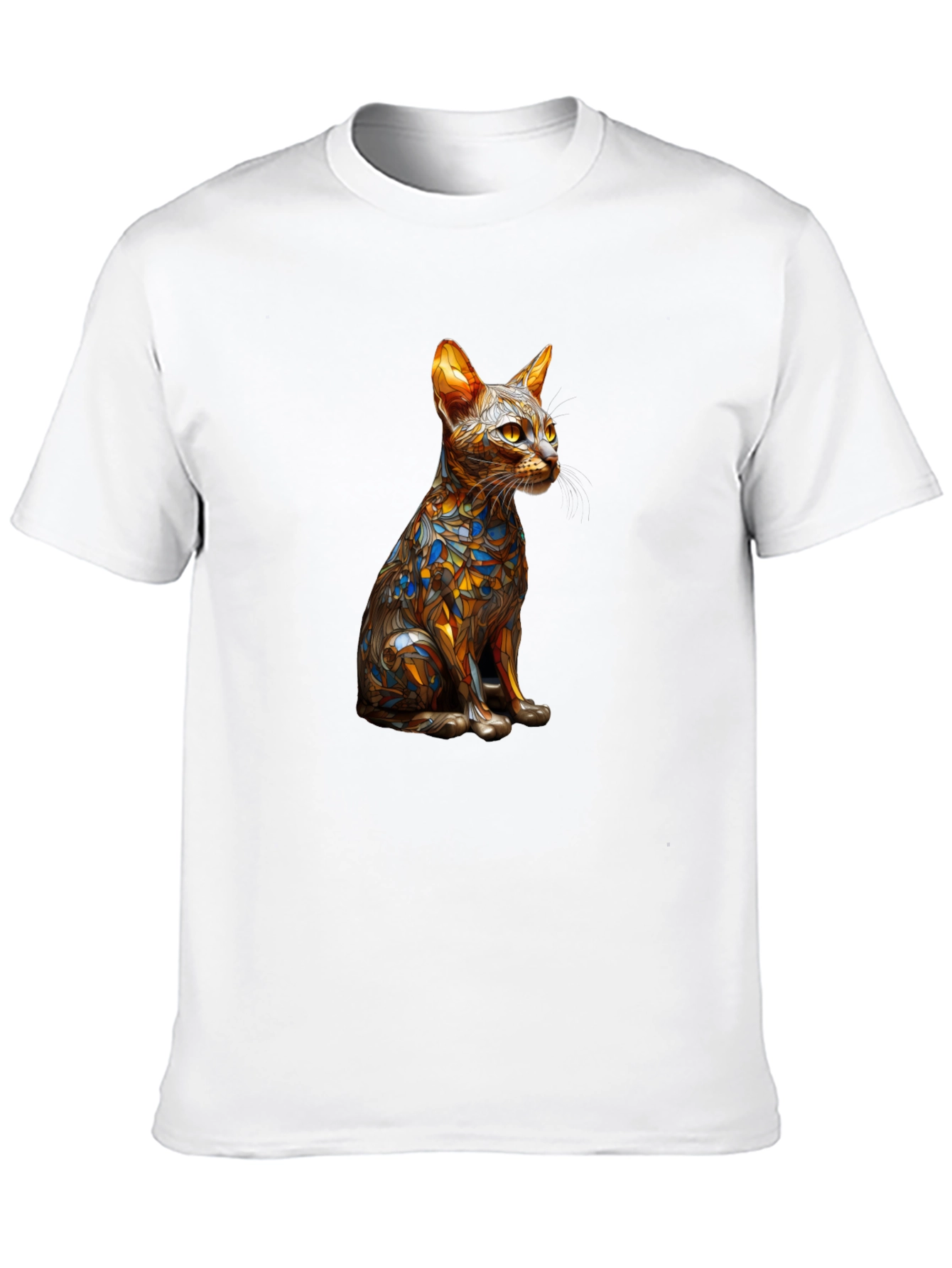 Black Abstract Cat Art T-Shirt view 10