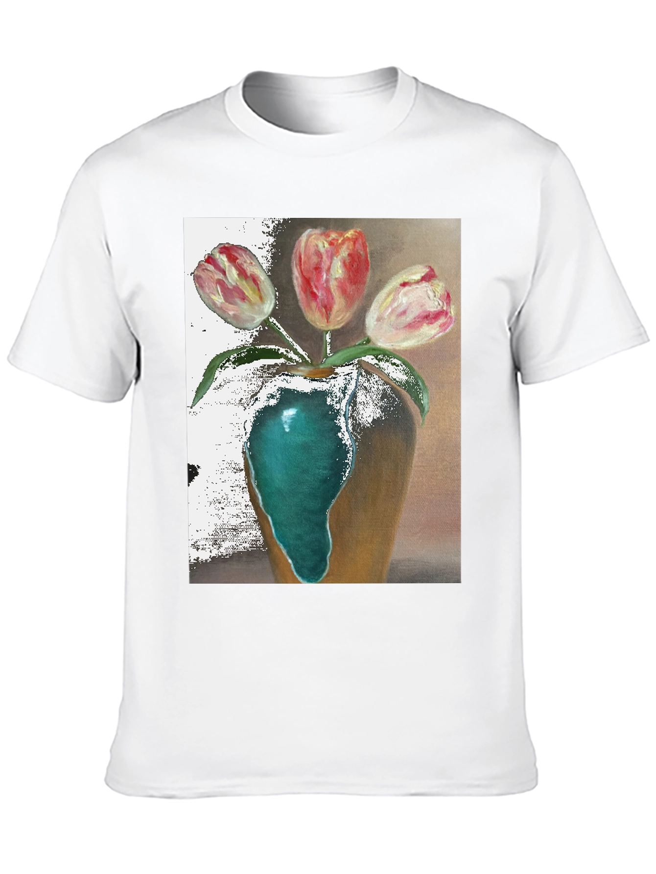 Black Tulip Vase Graphic Tee - Unique Floral Design view 10