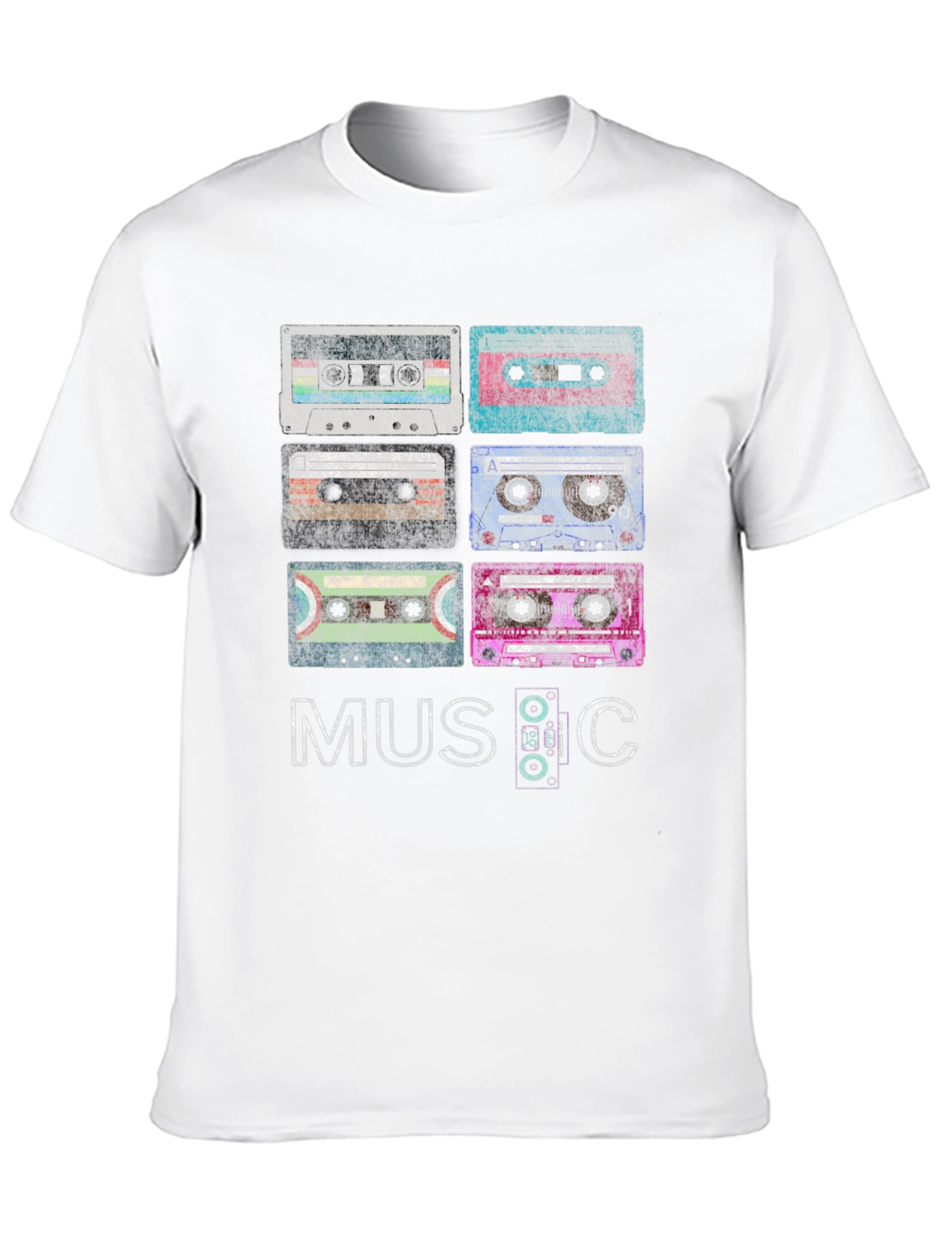 Black Vintage Cassette Tapes Graphic Tee - Retro Music Lover Shirt view 10