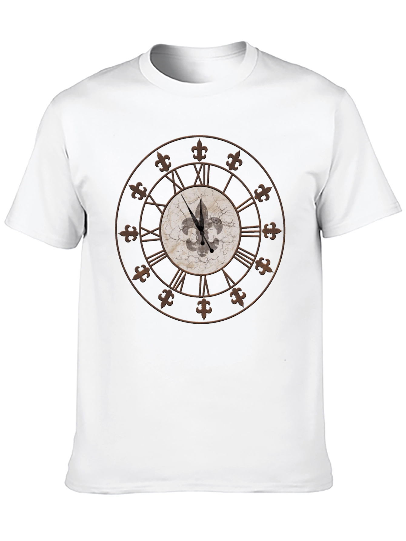 Black Fleur-de-Lis Clock Graphic Tee - Unique Design view 10