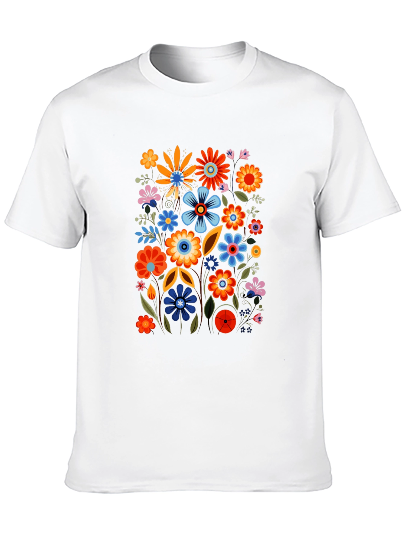 Black Floral Black Tee - Colorful Flower Power Shirt view 10
