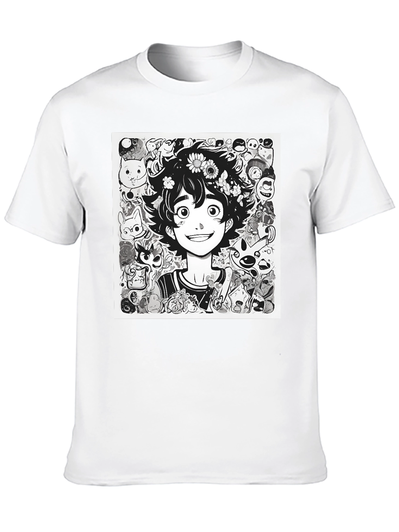 Anime Character Graphic Print Black Tee - 10