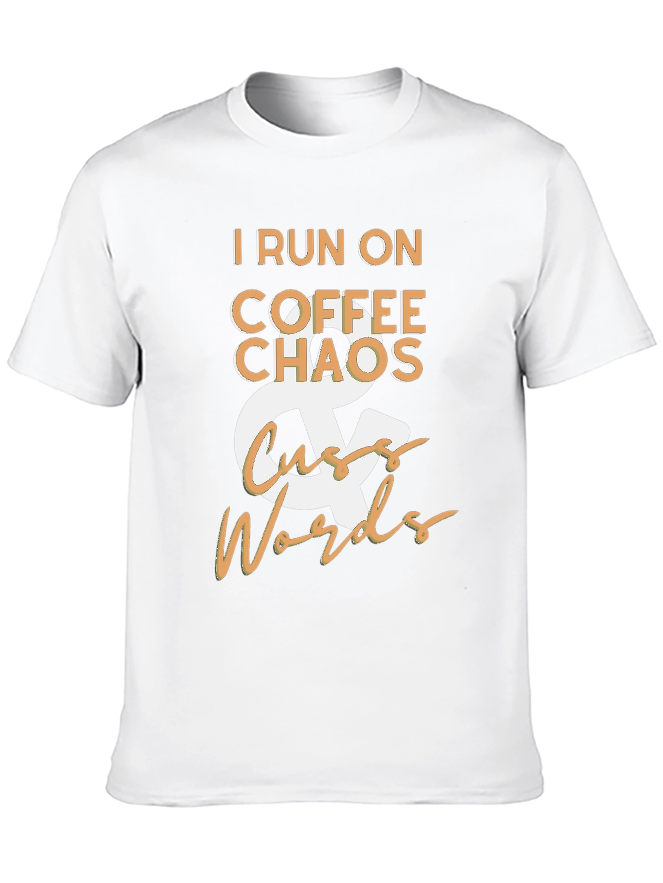 Black I Run On Coffee Chaos & Cuss Words Black T-Shirt view 10