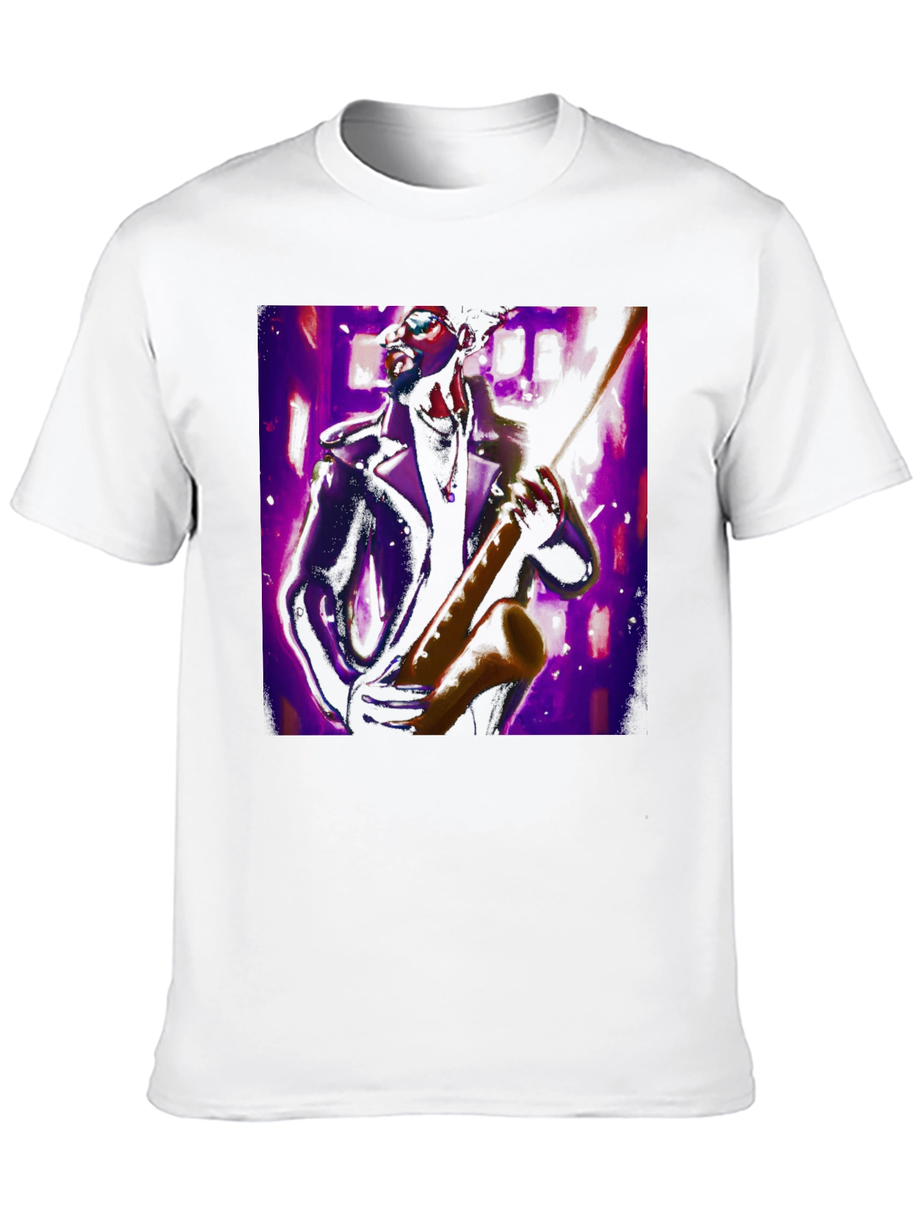 Black Jazz Saxophone Player Graphic Tee view 10