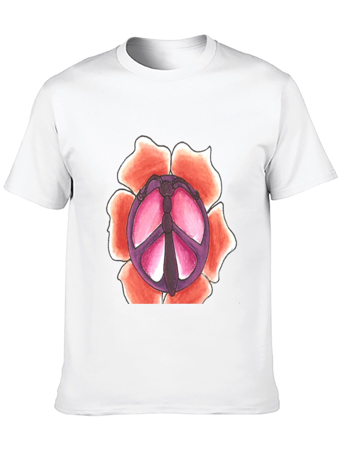 Black Peace Sign Flower Graphic T-Shirt view 10