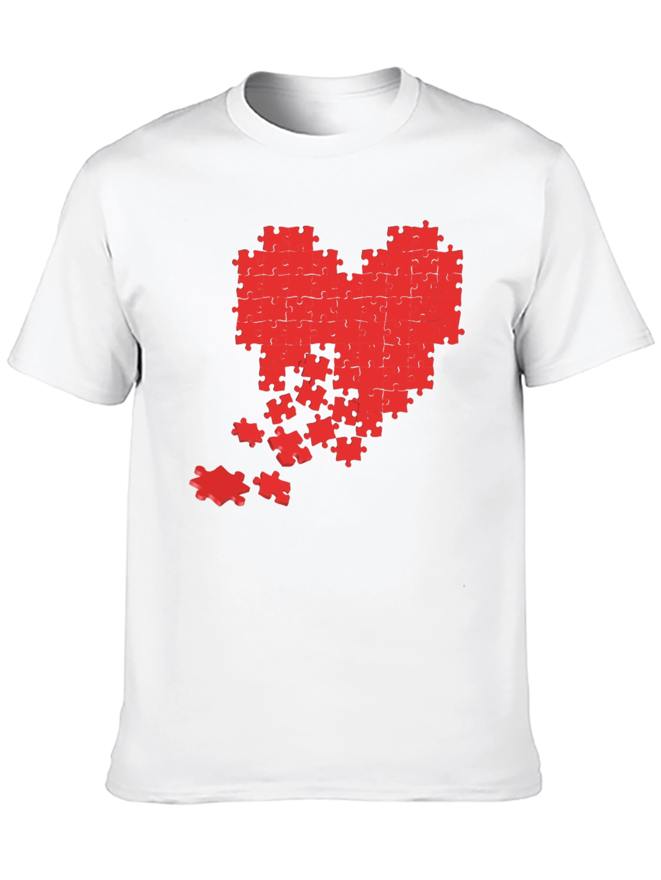 Black Puzzle Heart Graphic Tee - Black Cotton Casual Shirt view 10