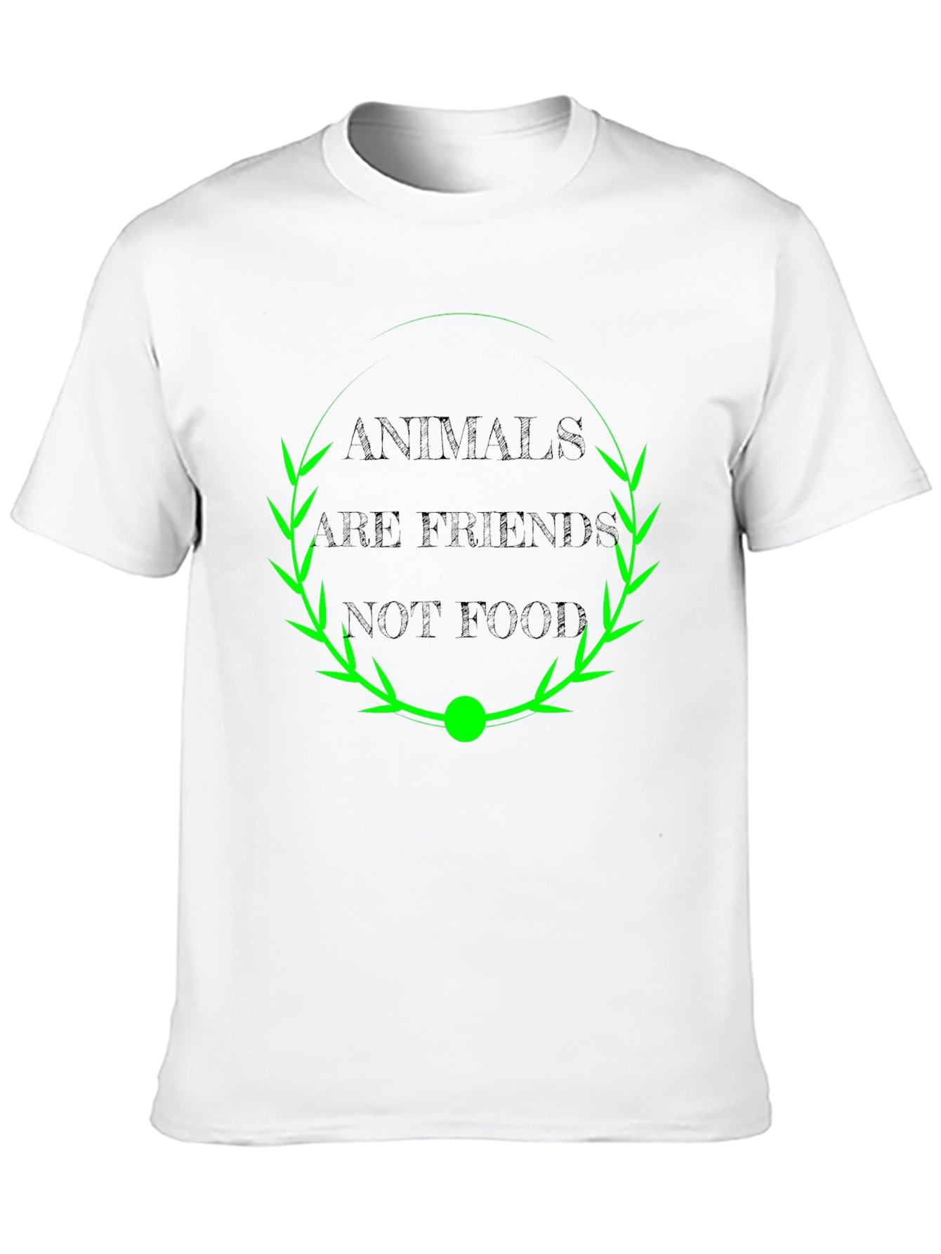 Black Vegan T-Shirt: Animals Are Friends Not Food Tee view 10
