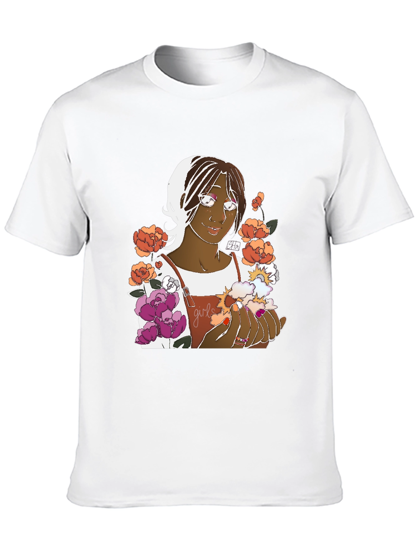 Black Floral Graphic Tee - Black Cotton Unisex view 10