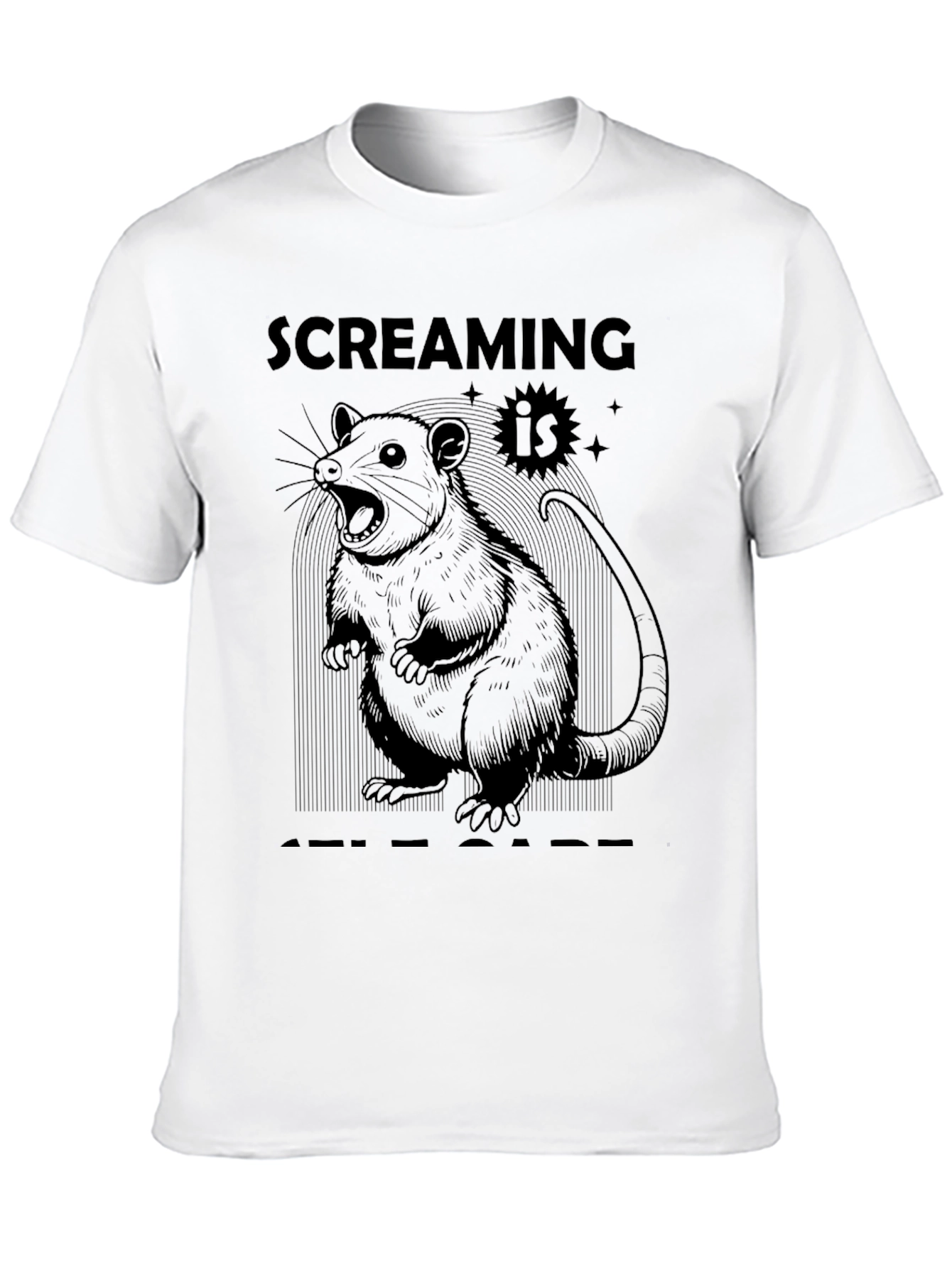 Black Screaming Is Self-Care Opossum Graphic Tee view 10