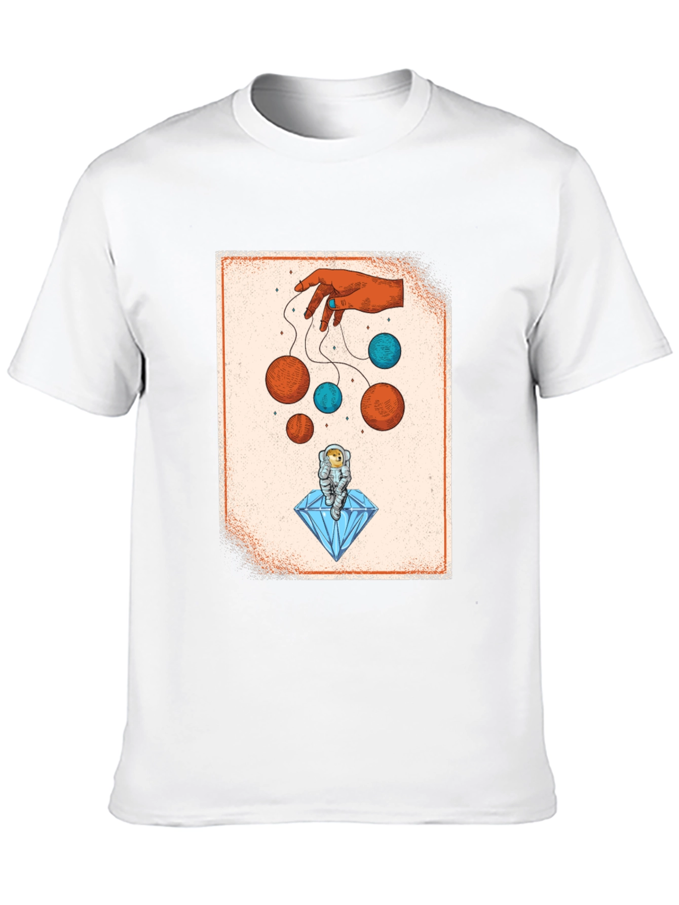 Black Astronaut on Diamond T-Shirt - Cosmic Puppet Master Design view 10