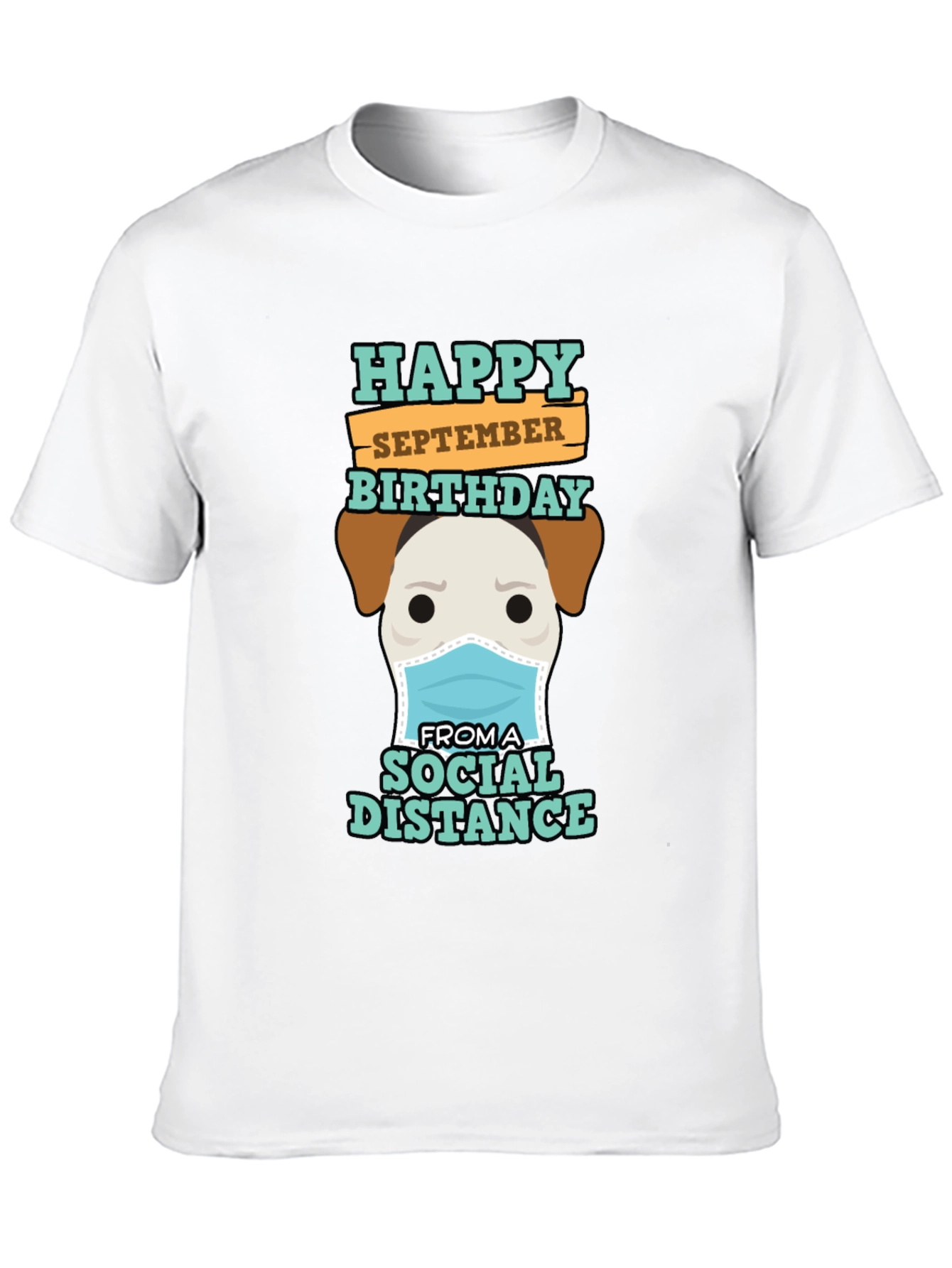 Black Funny September Birthday Social Distance Dog T-Shirt view 10