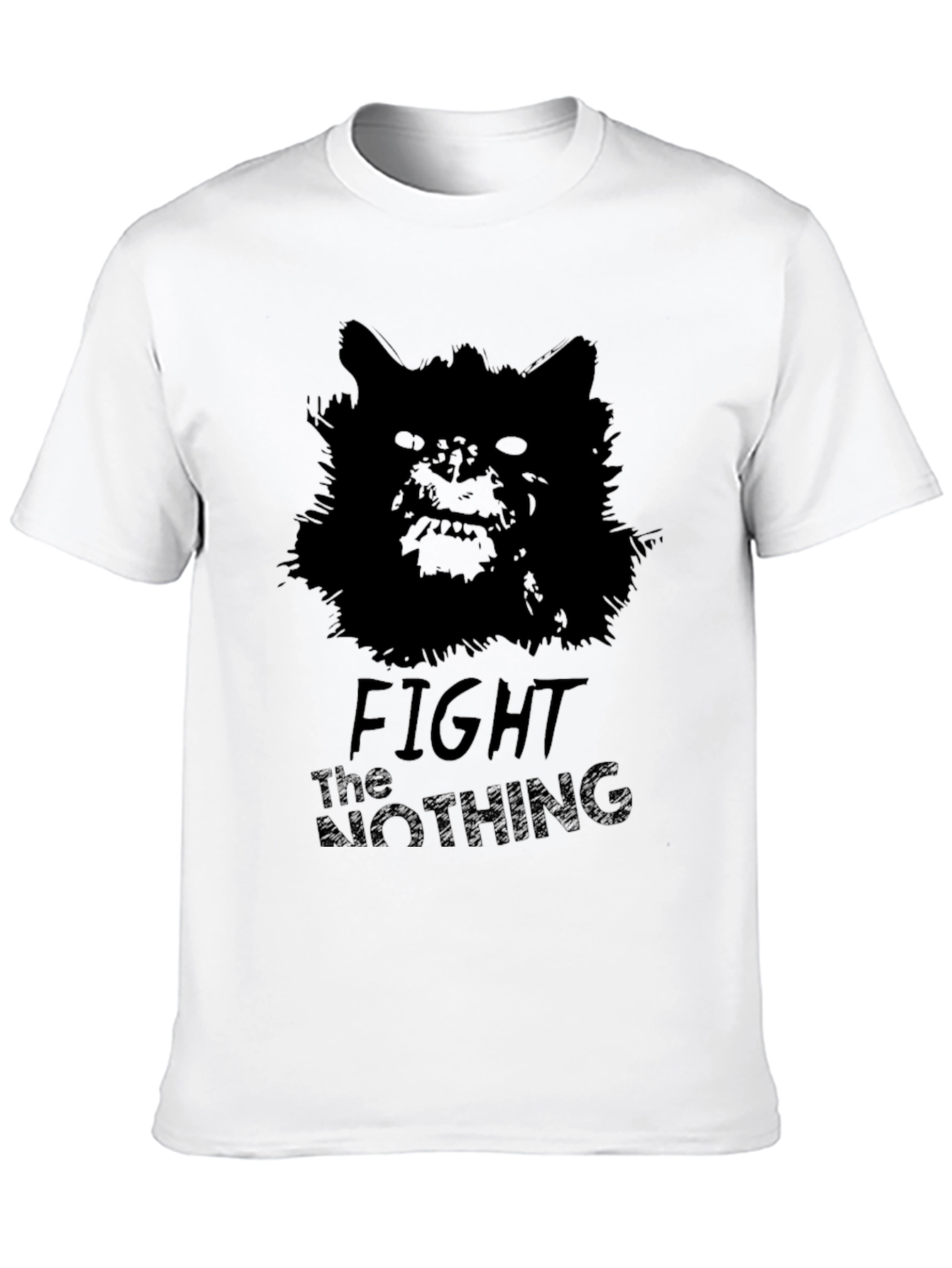 Black Fight The Nothing Graphic Tee - Black Cotton T-Shirt view 10