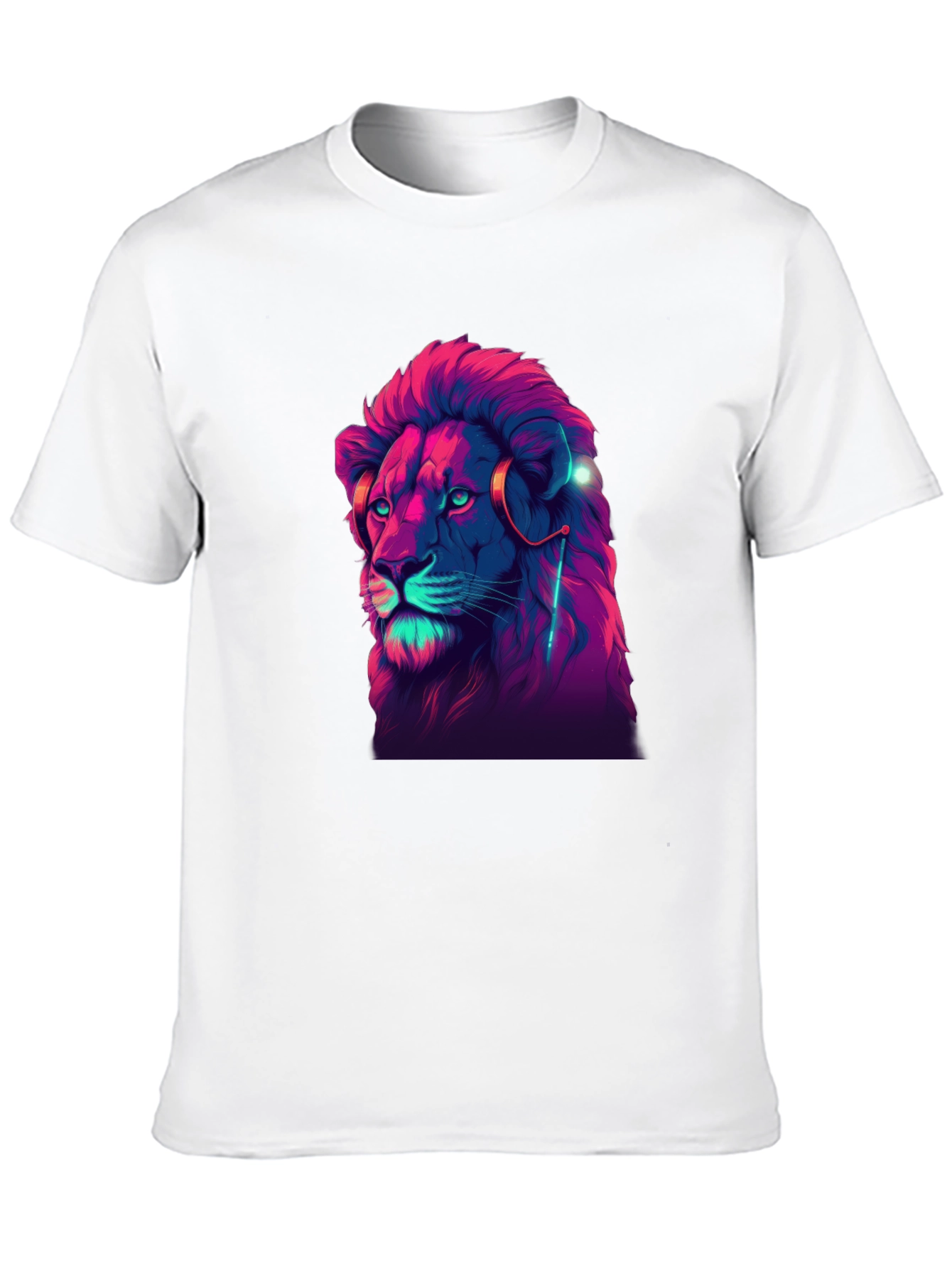 Black Neon Lion Graphic Black T-Shirt view 10