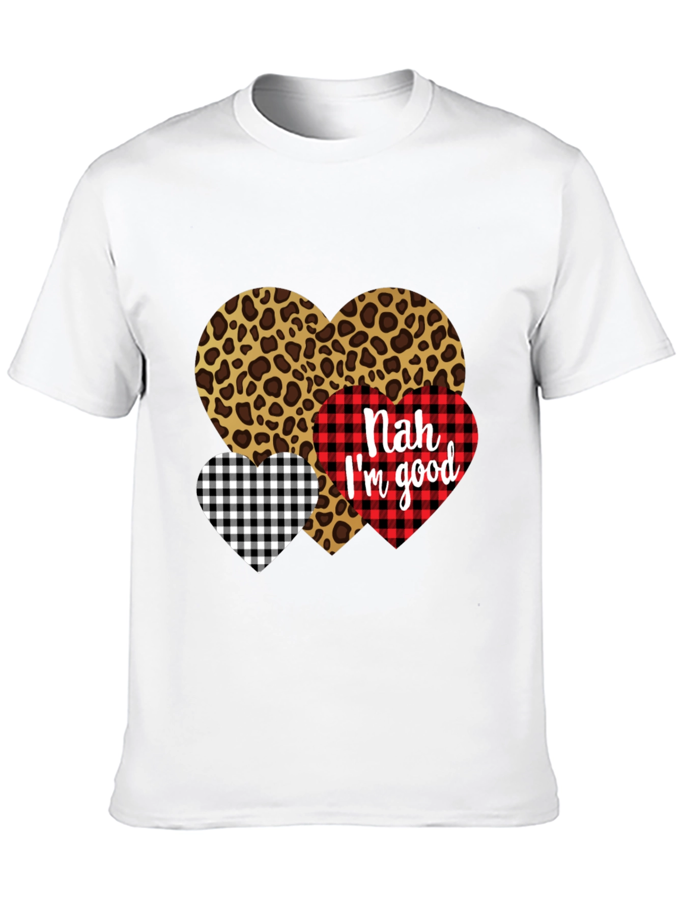 Black Nah I'm Good Heart Print Black T-Shirt view 10