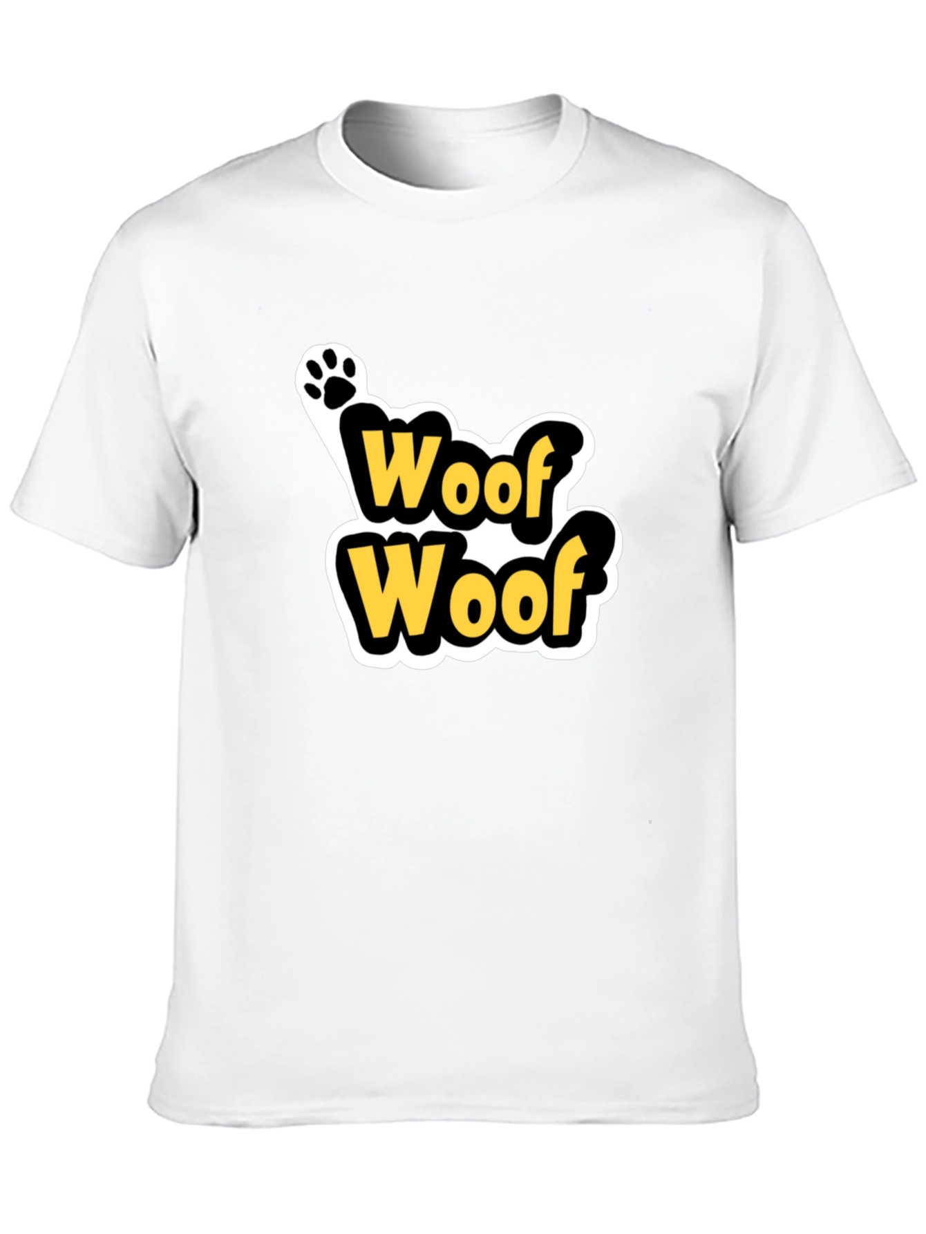Black Woof Woof Dog Paw Print T-Shirt - Black view 10