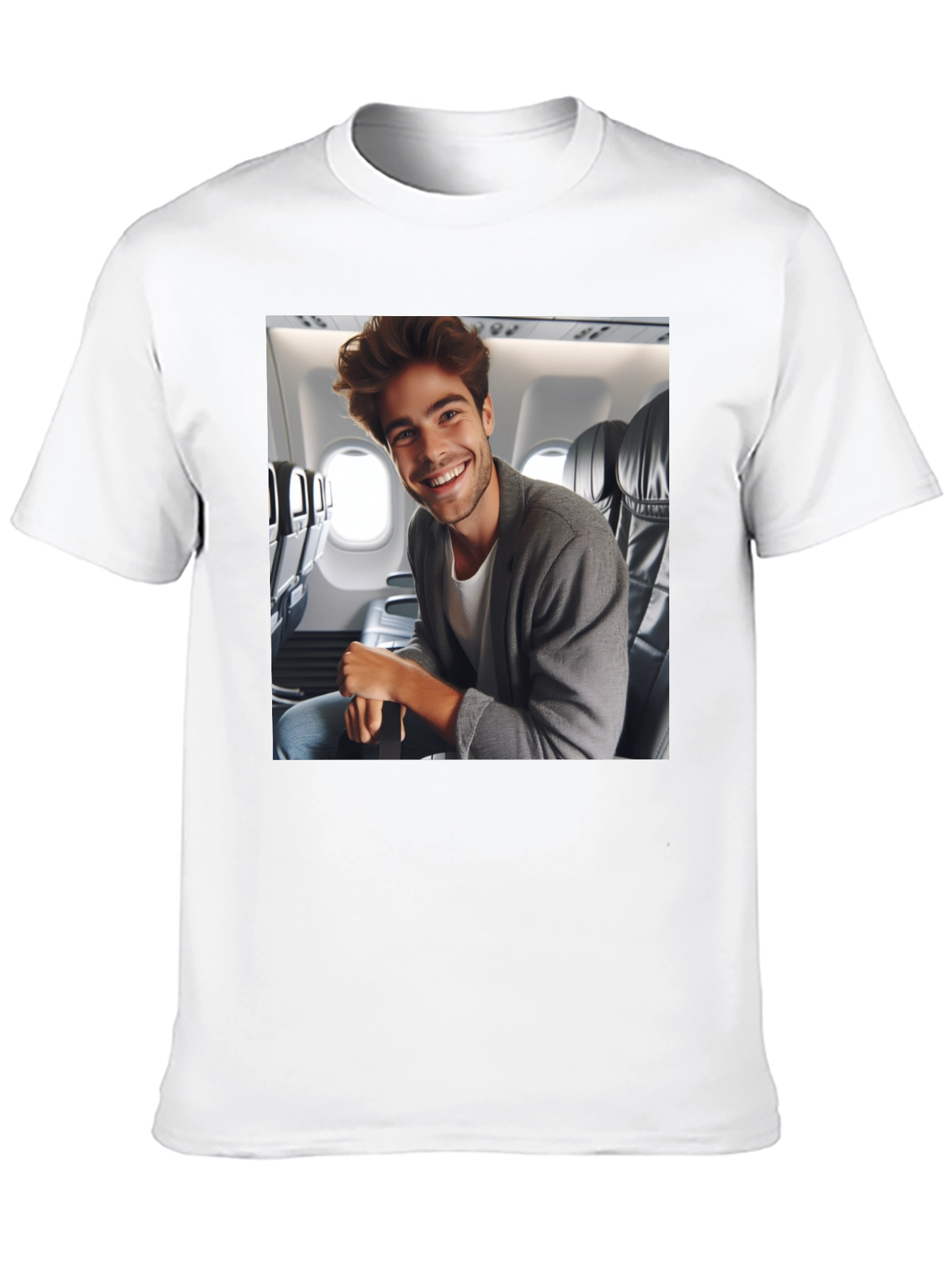 Black Smiling Man Airplane T-Shirt view 10
