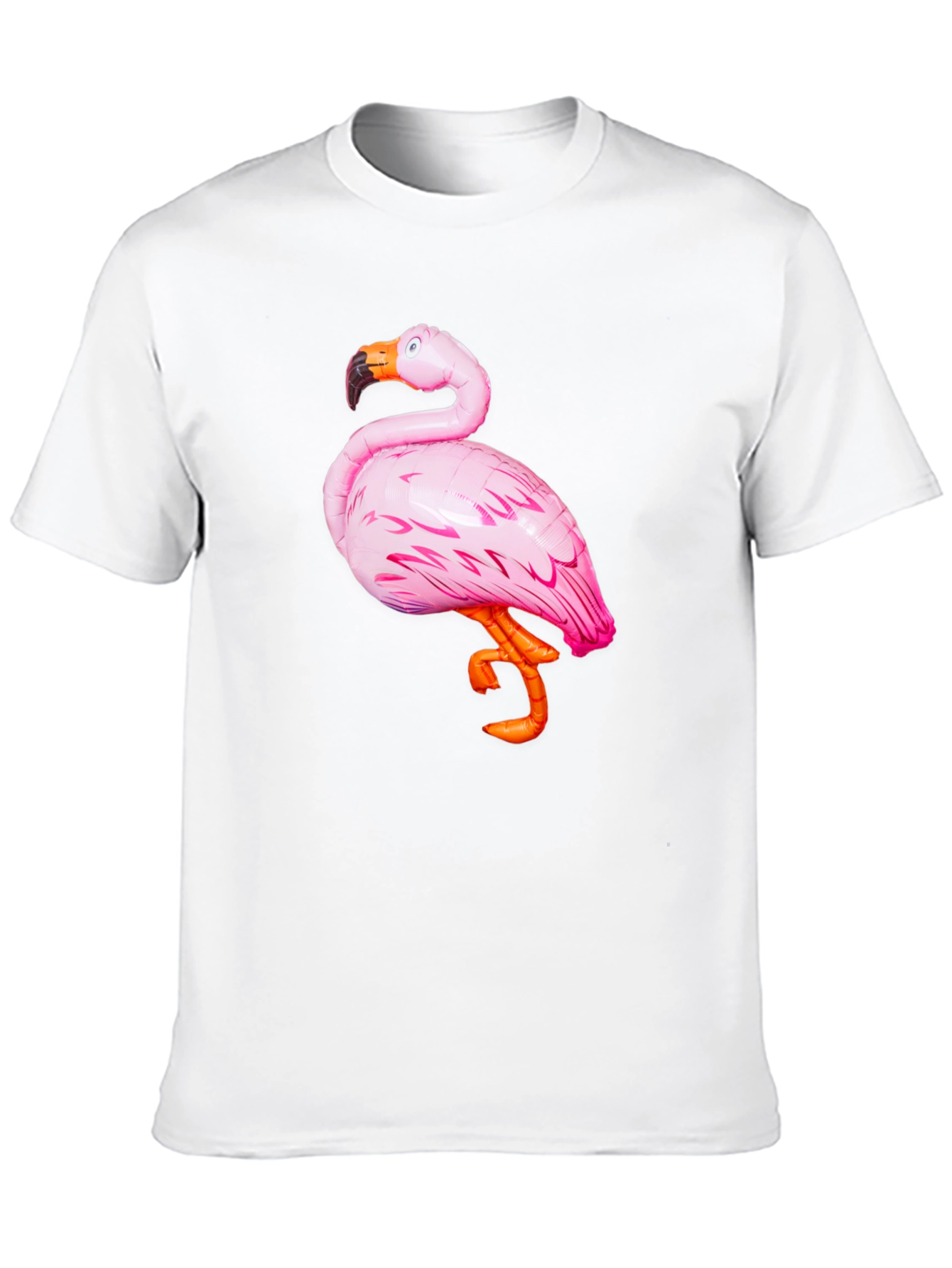 Black Men's Black T-Shirt with Pink Flamingo Graphic view 10