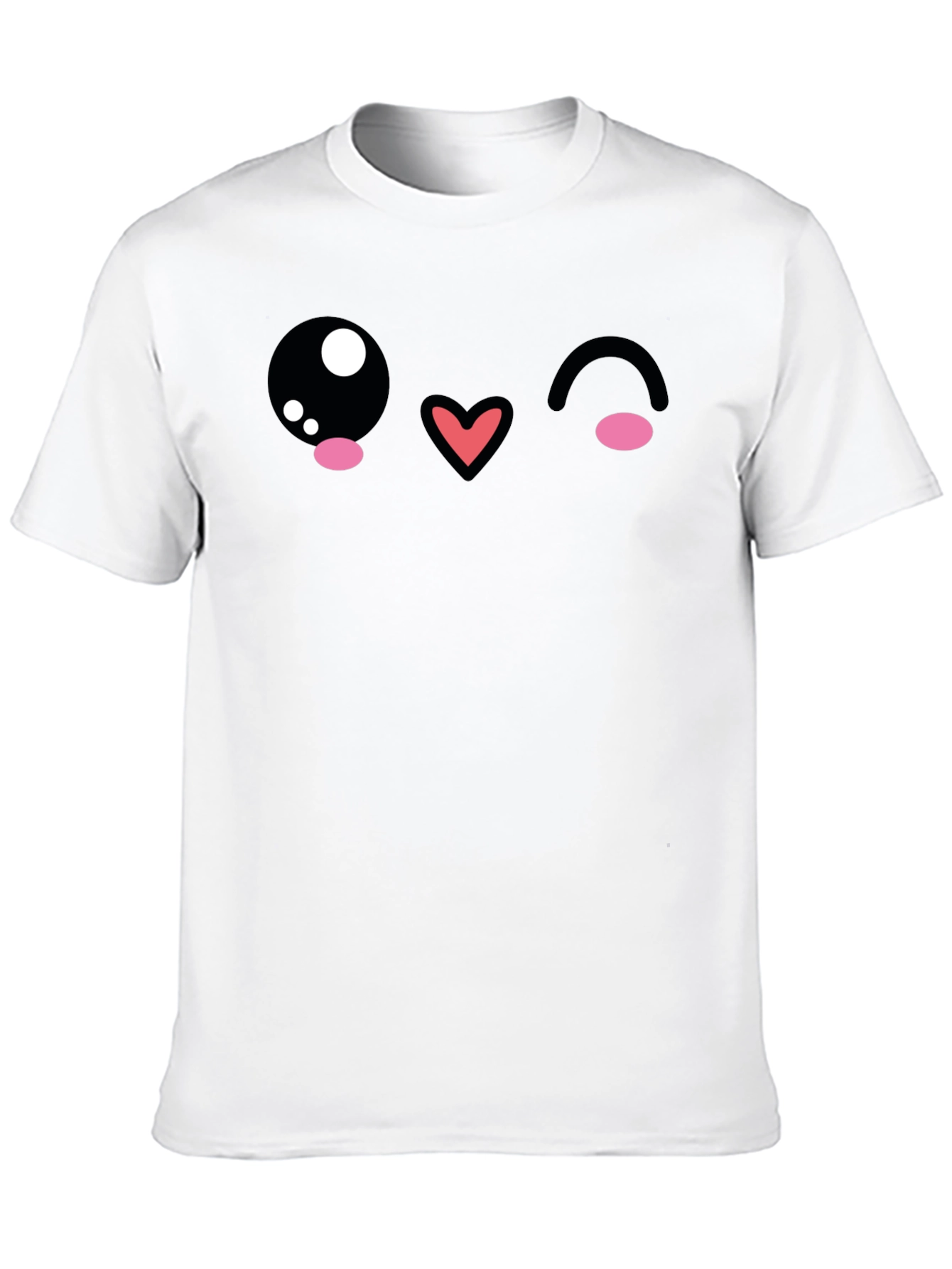 Black Kawaii Wink Face Graphic Tee - Black Cotton Blend view 10