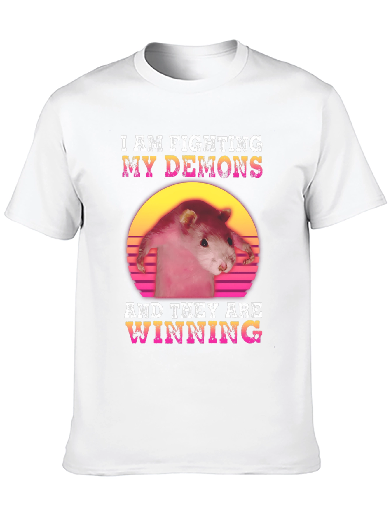 Black Fighting My Demons Rat Graphic Tee view 10