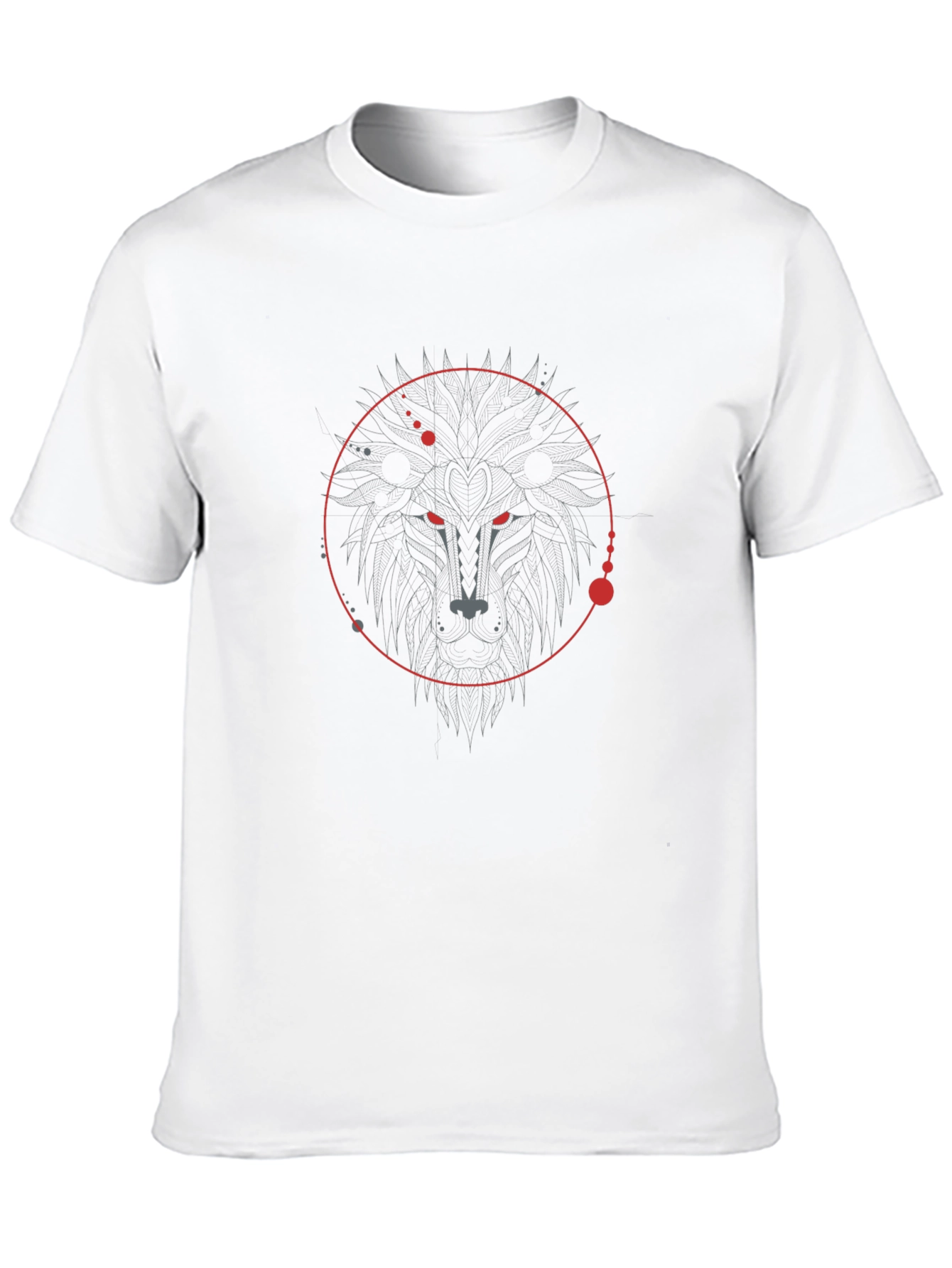 Black Lion Geometric Graphic Print Men's Black T-Shirt view 10