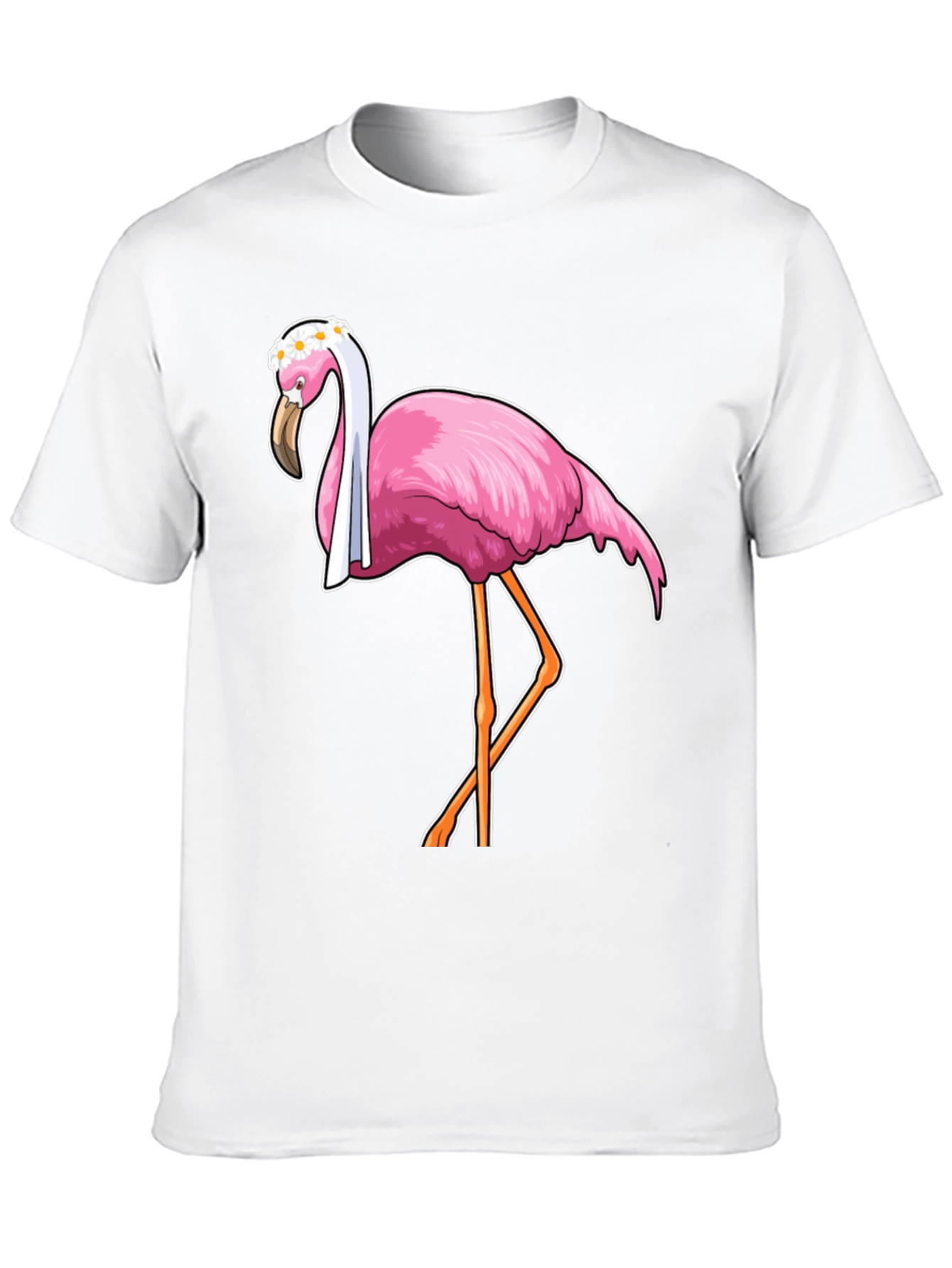 Black Funny Flamingo T-Shirt with Floral Crown view 10