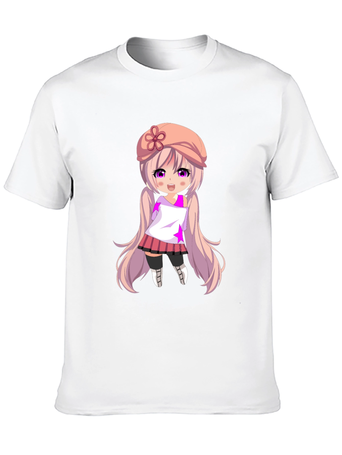 Black Anime Girl Graphic Tee - Stylish Black T-Shirt view 10