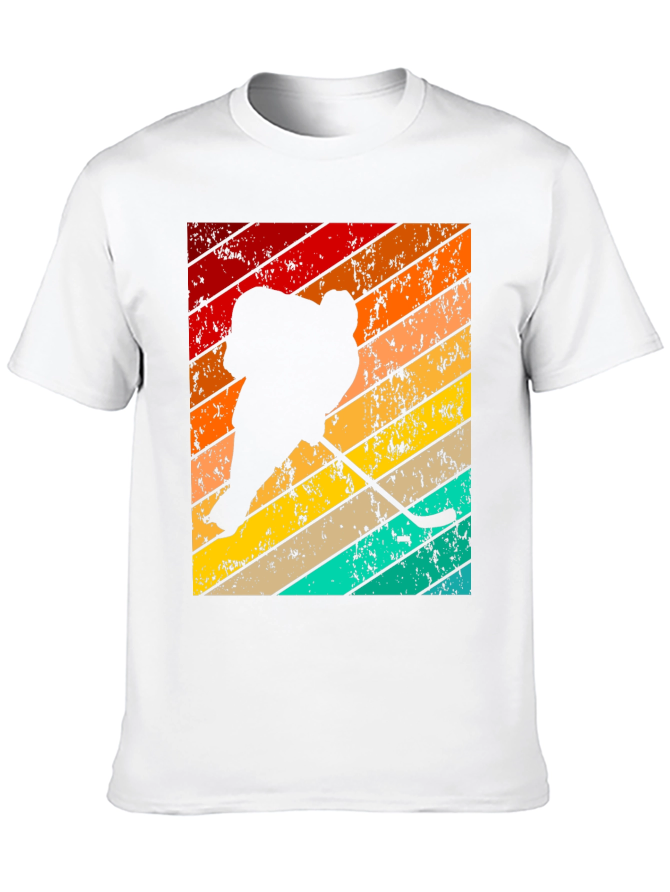 Black Retro Hockey Player T-Shirt view 10
